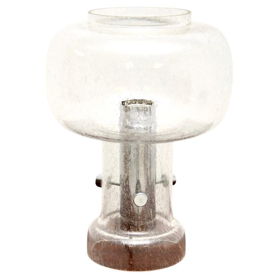 Lámpara de mesa francesa vintage de cristal y cromo en venta