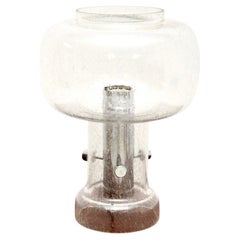 Vintage French Glass and Chrome Table Lamp