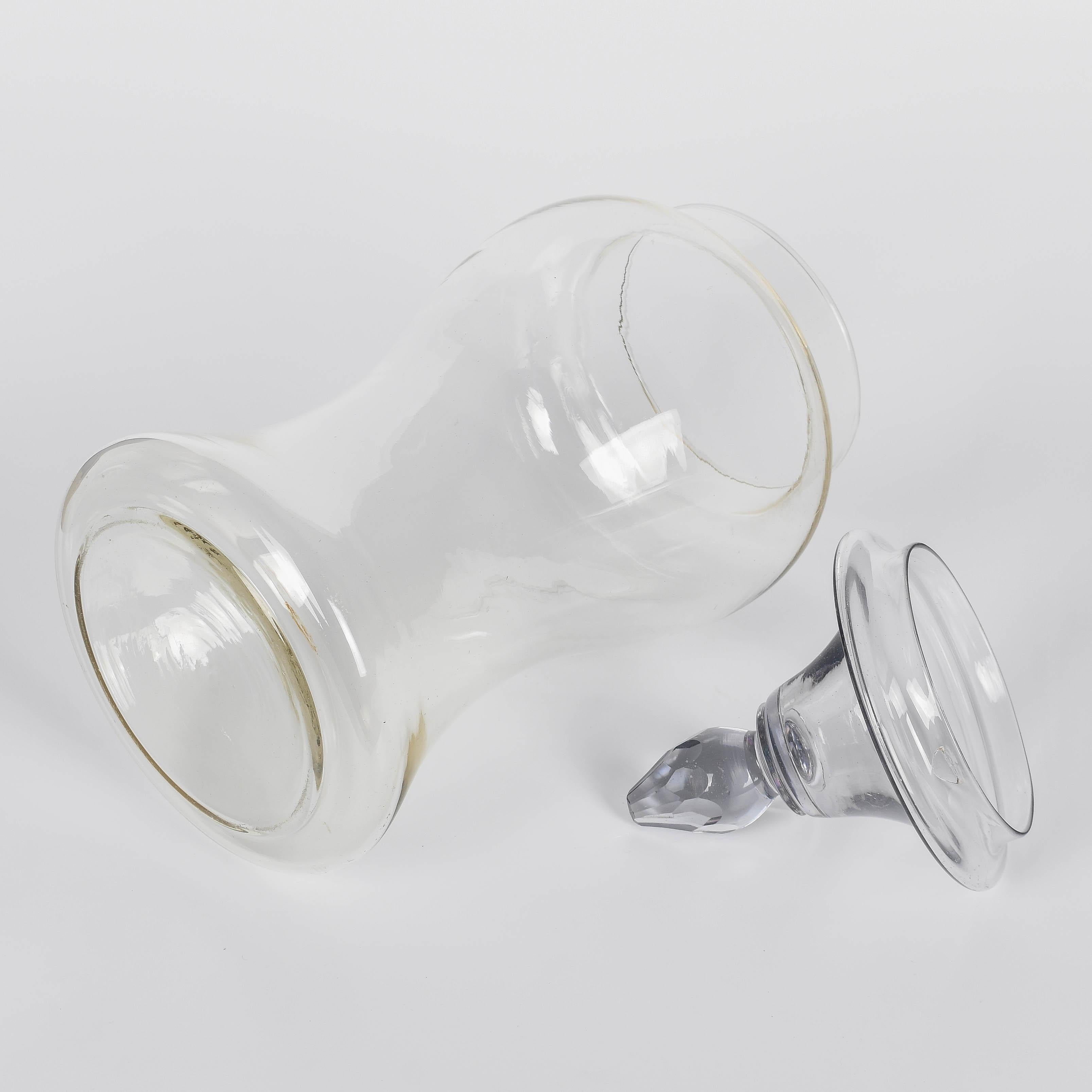 20th Century Vintage French Glass Apothecary Jar For Sale