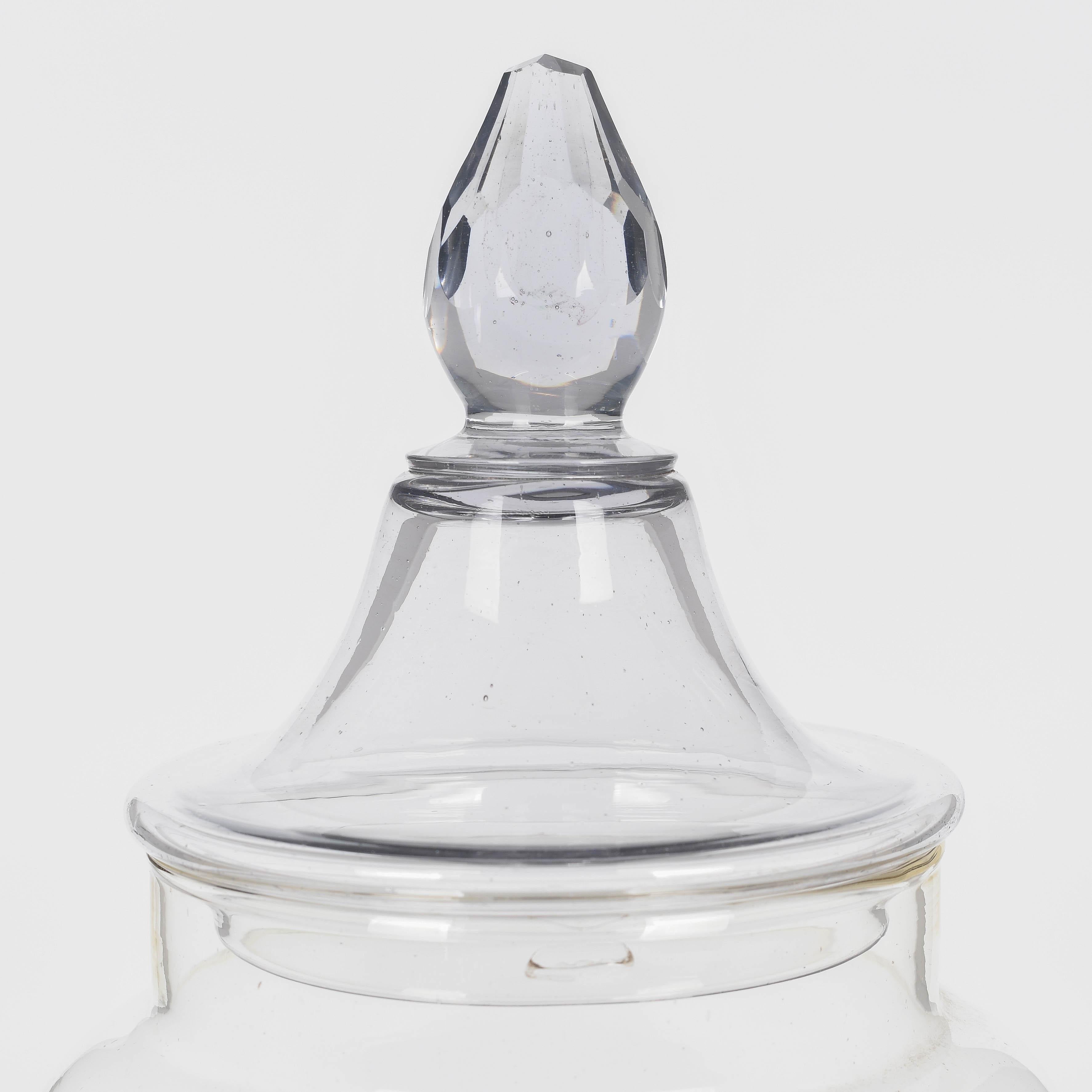 Blown Glass Vintage French Glass Apothecary Jar For Sale