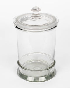 Bocal ou boîte à provisions vintage en verre, de style apothicaire français, CIRCA les années 1950