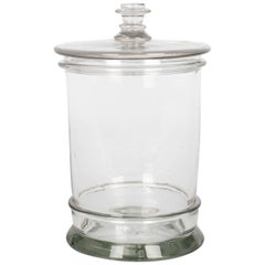 Bocal ou boîte à provisions vintage en verre, de style apothicaire français, CIRCA les années 1950