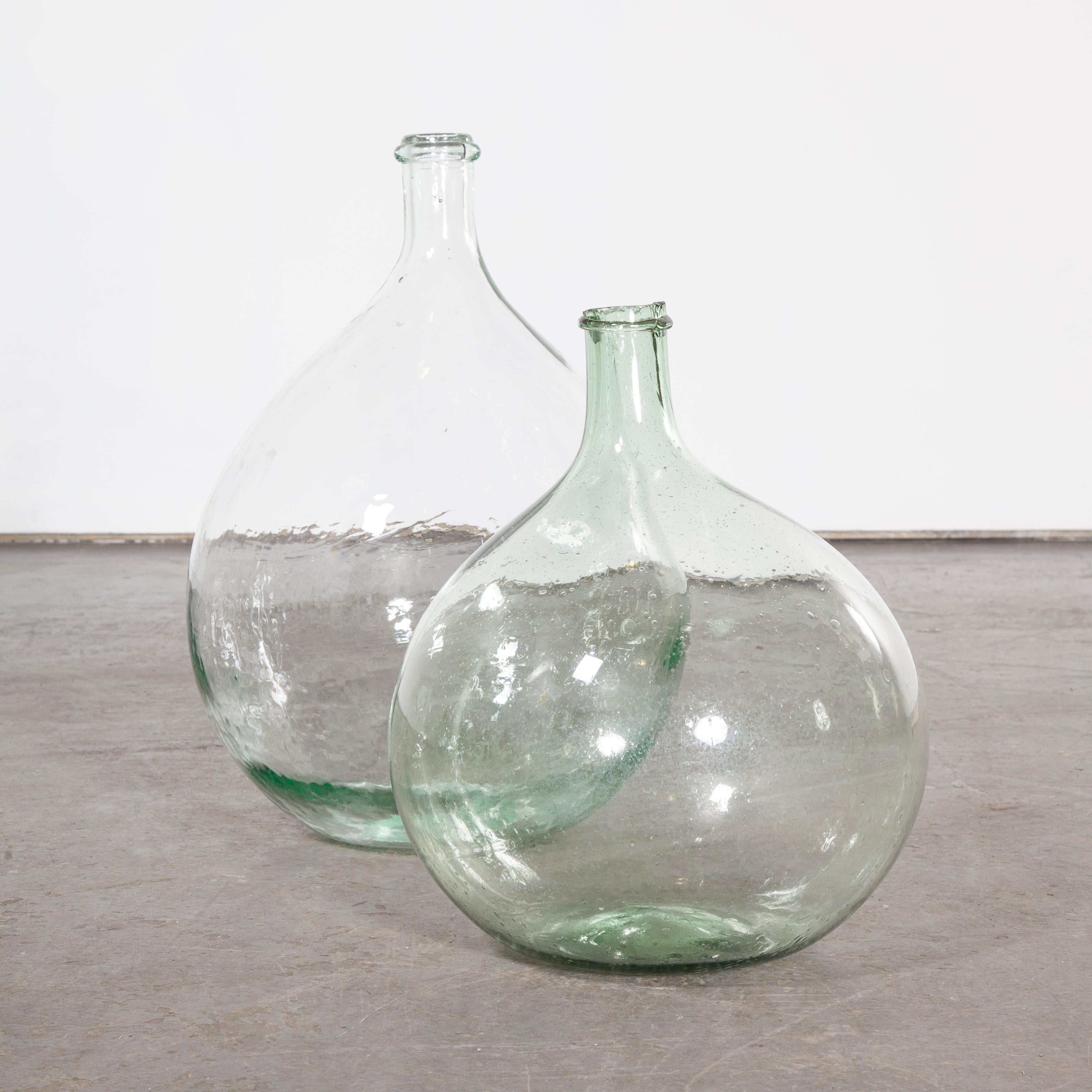 Vintage French Glass Demijohn, Pair of Demijohn 'Model 957.14' In Good Condition In Hook, Hampshire