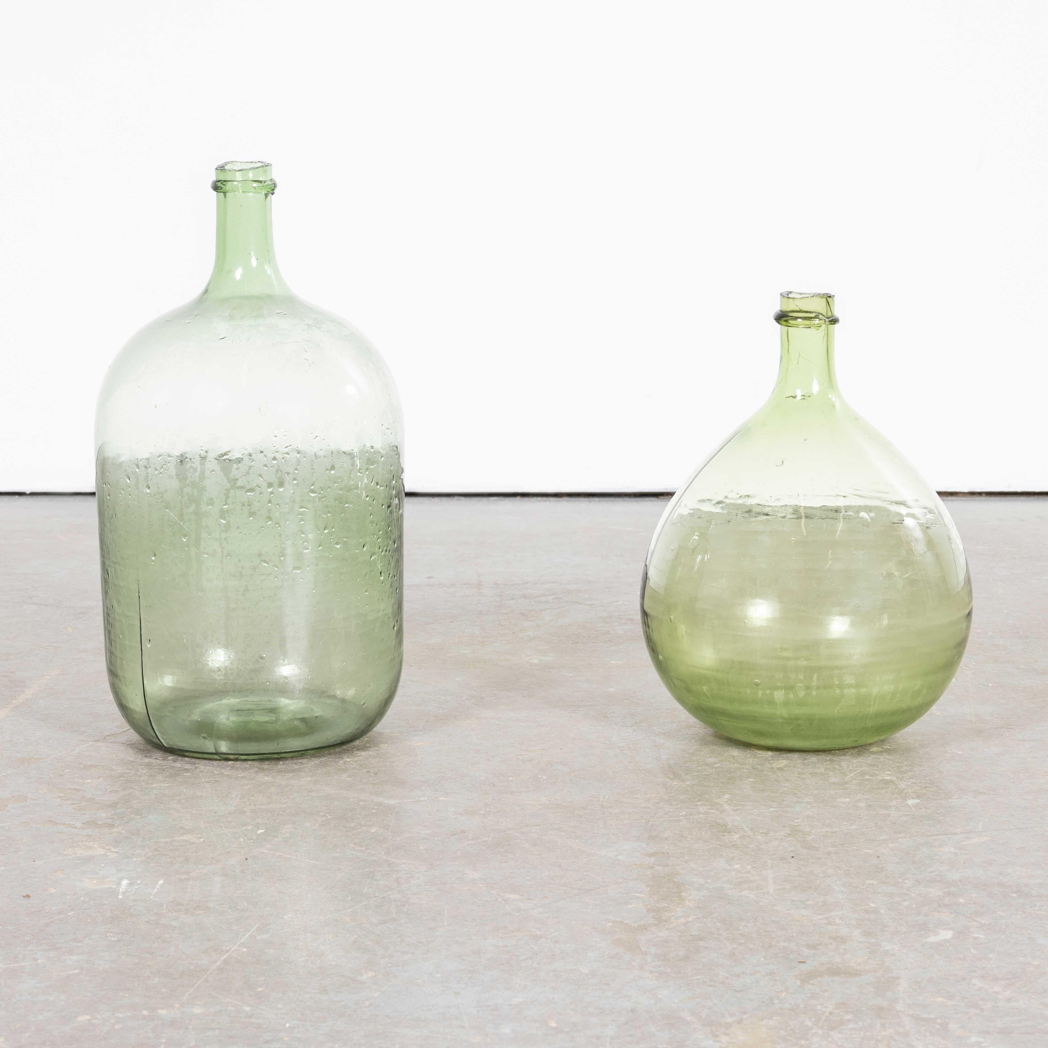 Vintage French Glass Demijohns - Pair (957.20) In Good Condition For Sale In Hook, Hampshire