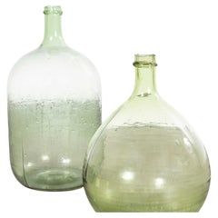 Paire de demi-johns français vintage en verre - 957.20)