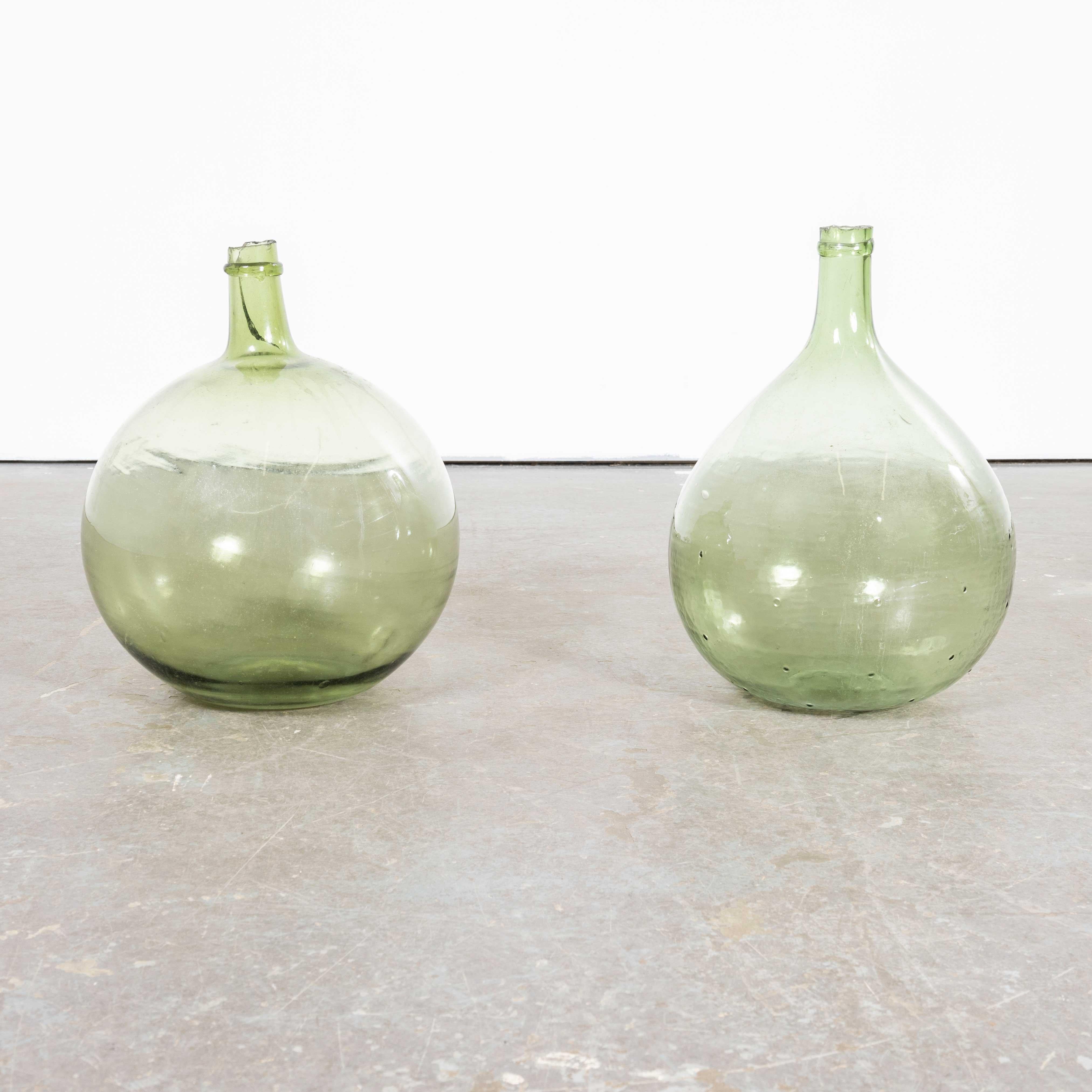 Vintage French Glass Demijohns - Pair (957.21) In Good Condition For Sale In Hook, Hampshire