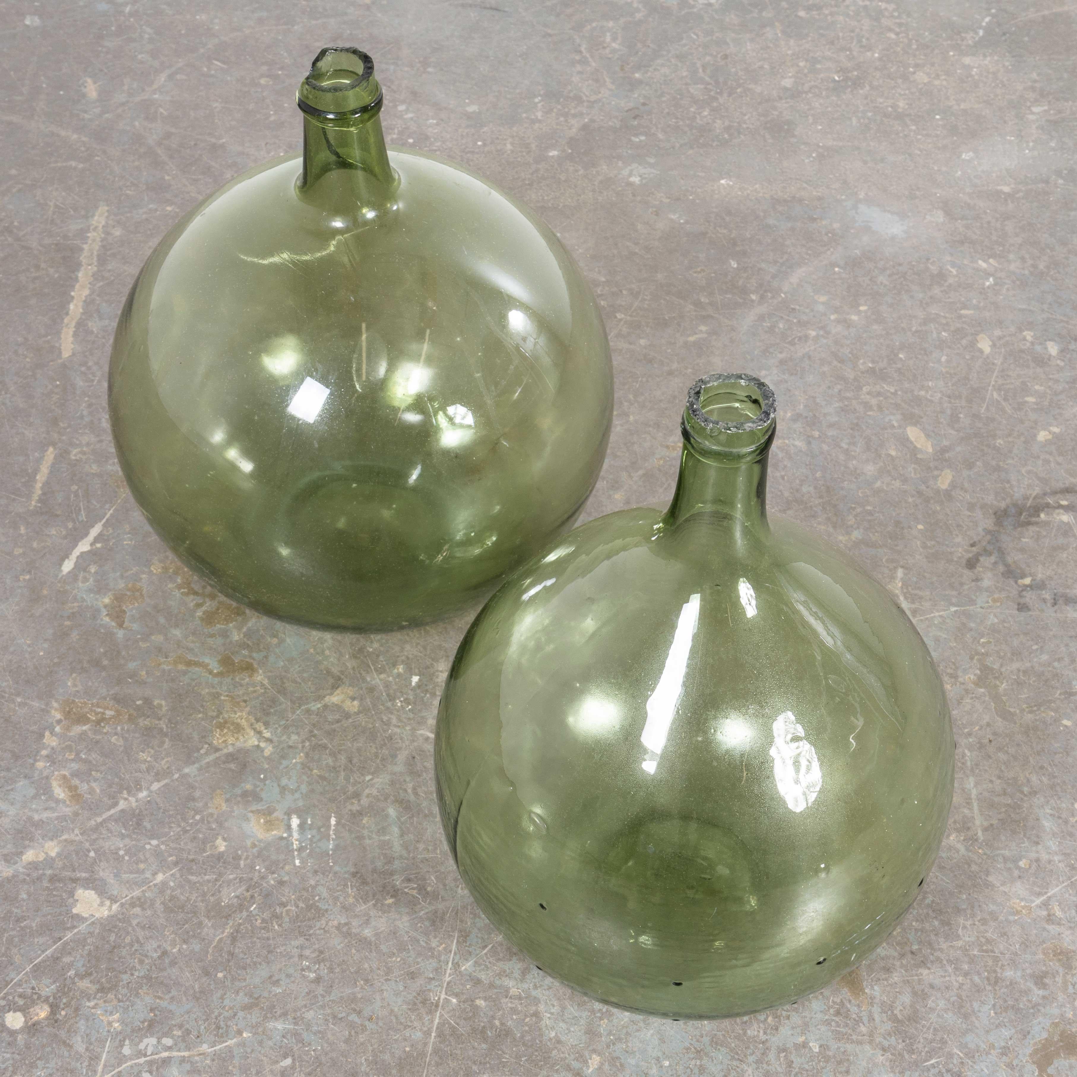 20th Century Vintage French Glass Demijohns - Pair (957.21) For Sale