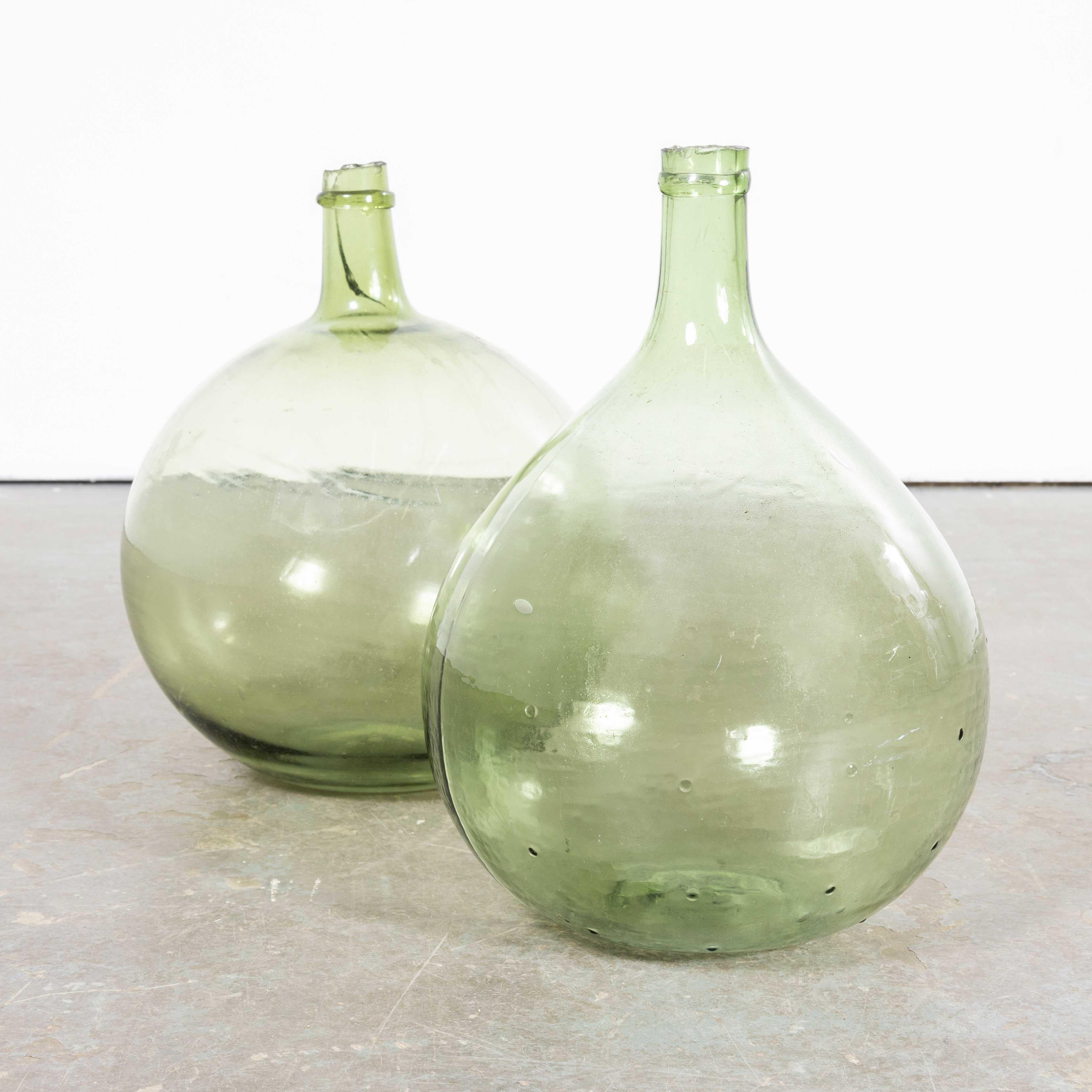 Vintage French Glass Demijohns - Pair (957.21) For Sale 1