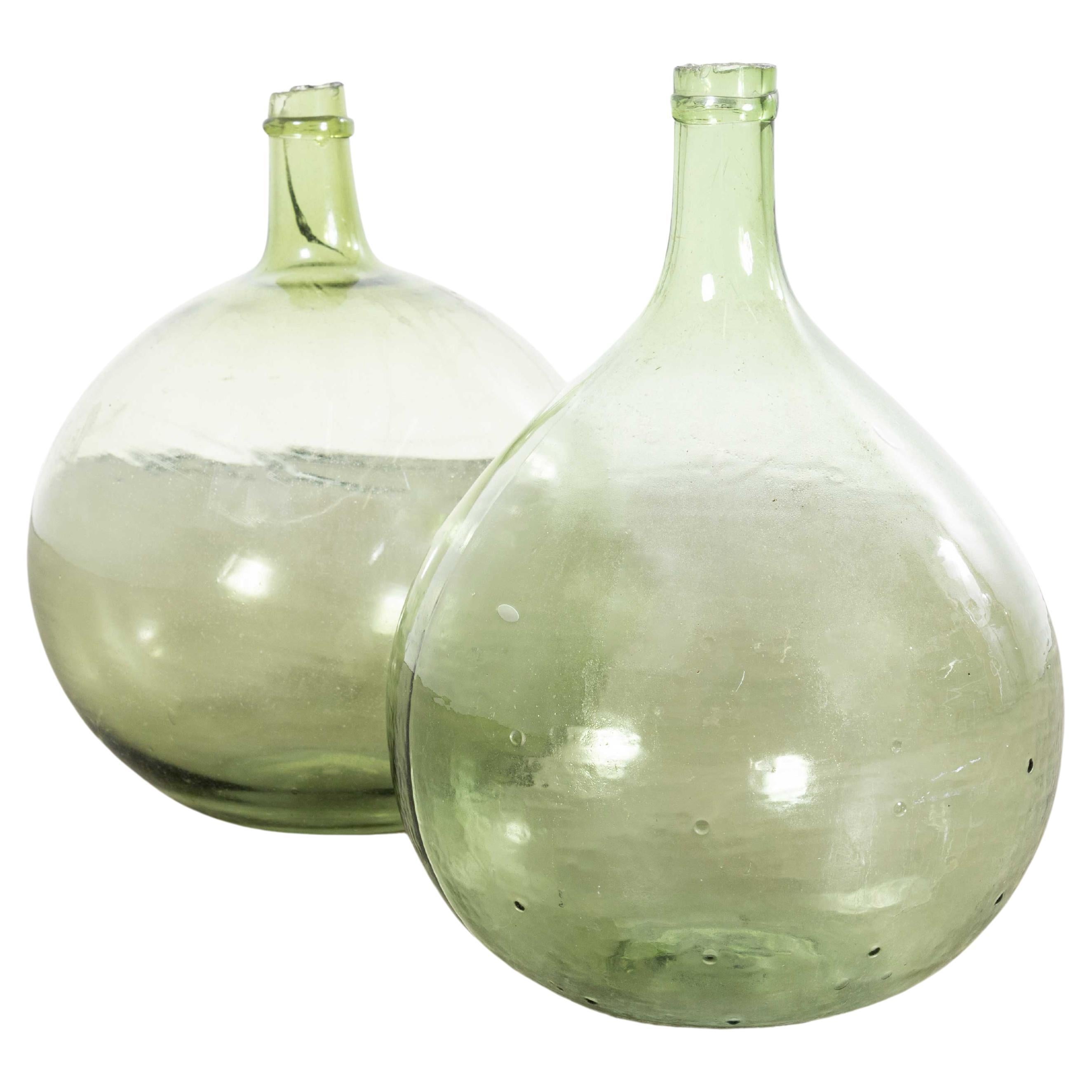 Vintage French Glass Demijohns - Pair (957.21) For Sale