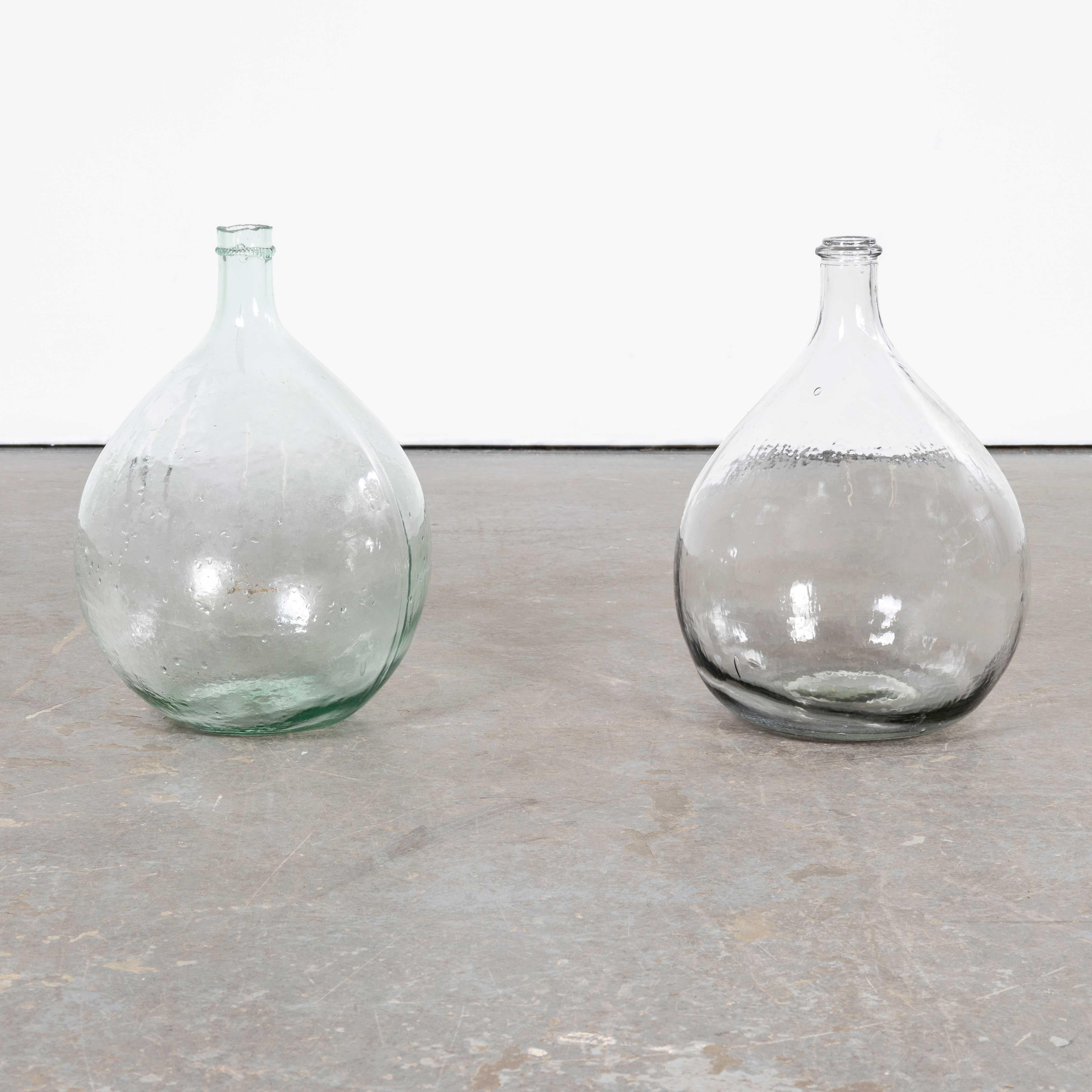 Vintage French Glass Demijohns - Pair (957.22) In Good Condition For Sale In Hook, Hampshire