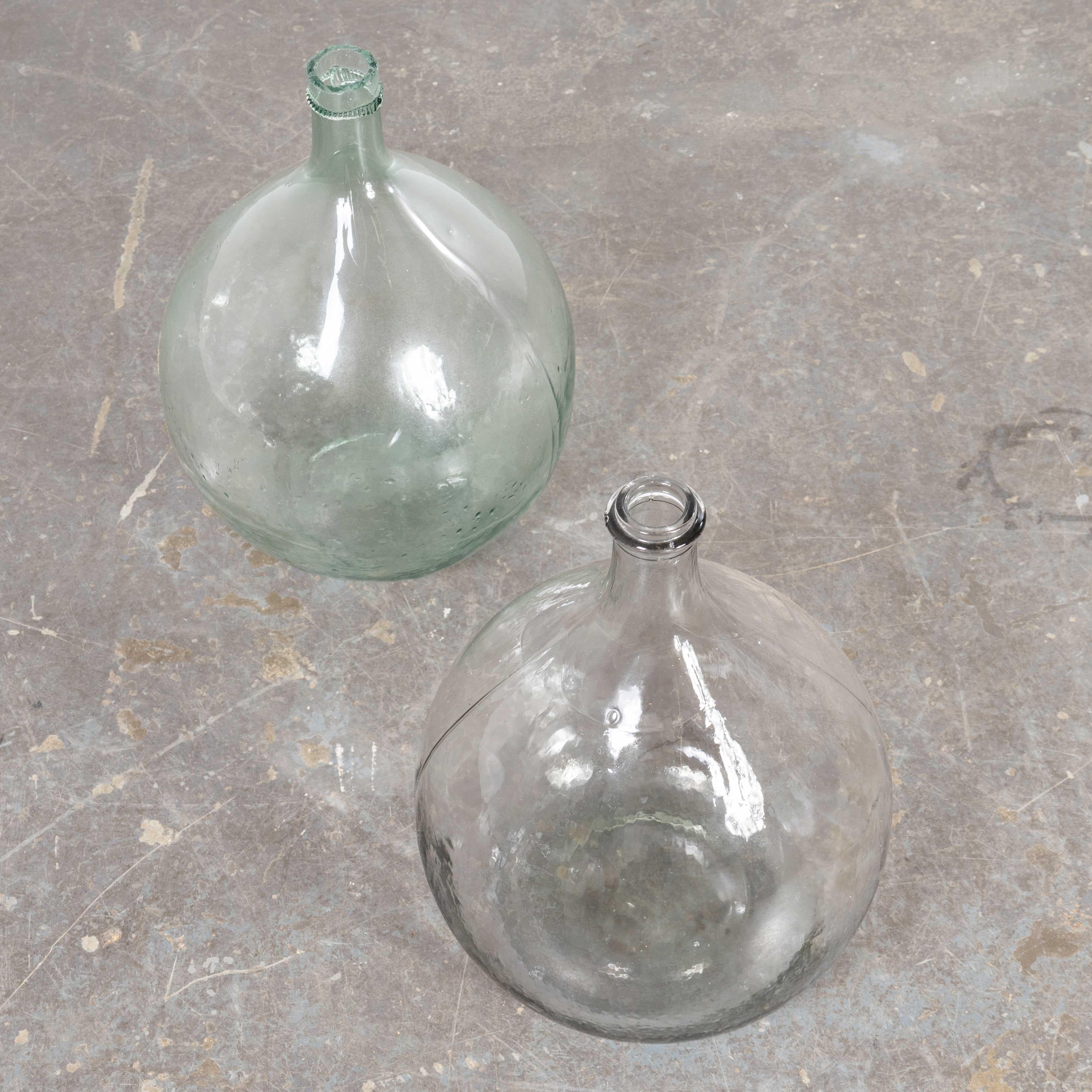 20th Century Vintage French Glass Demijohns - Pair (957.22) For Sale
