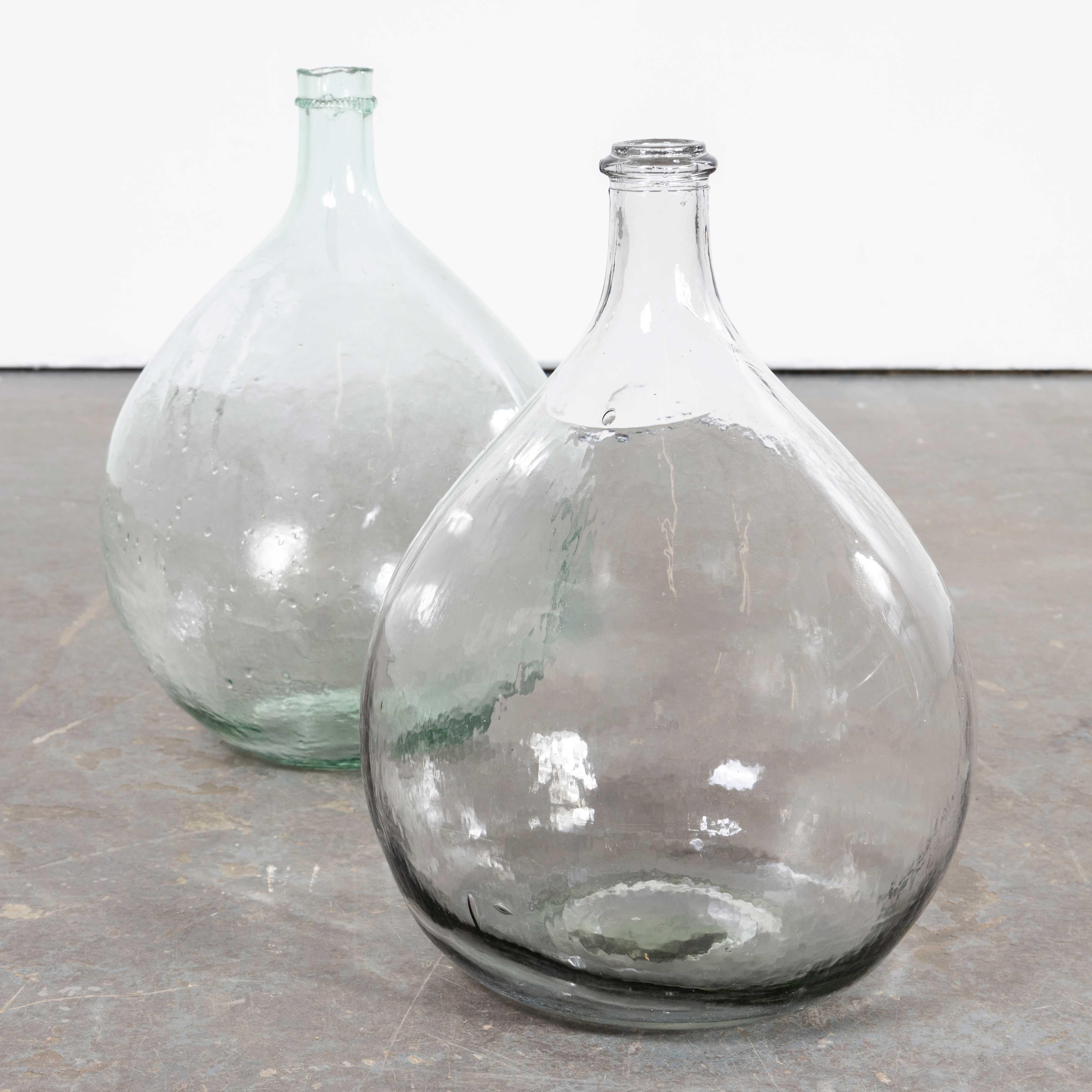 Vintage French Glass Demijohns - Pair (957.22) For Sale 1