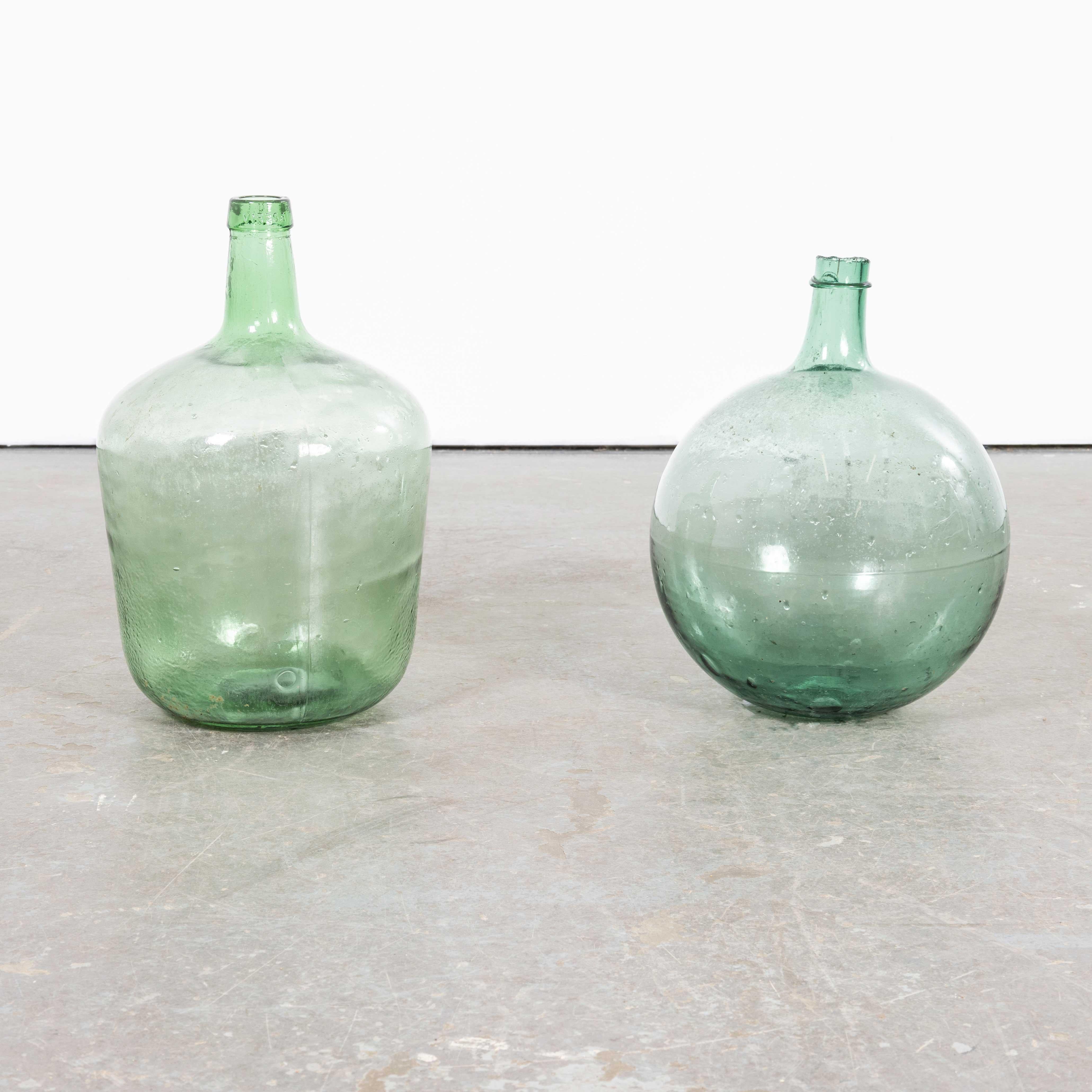 Vintage French Glass Demijohns - Pair (957.23) In Good Condition For Sale In Hook, Hampshire