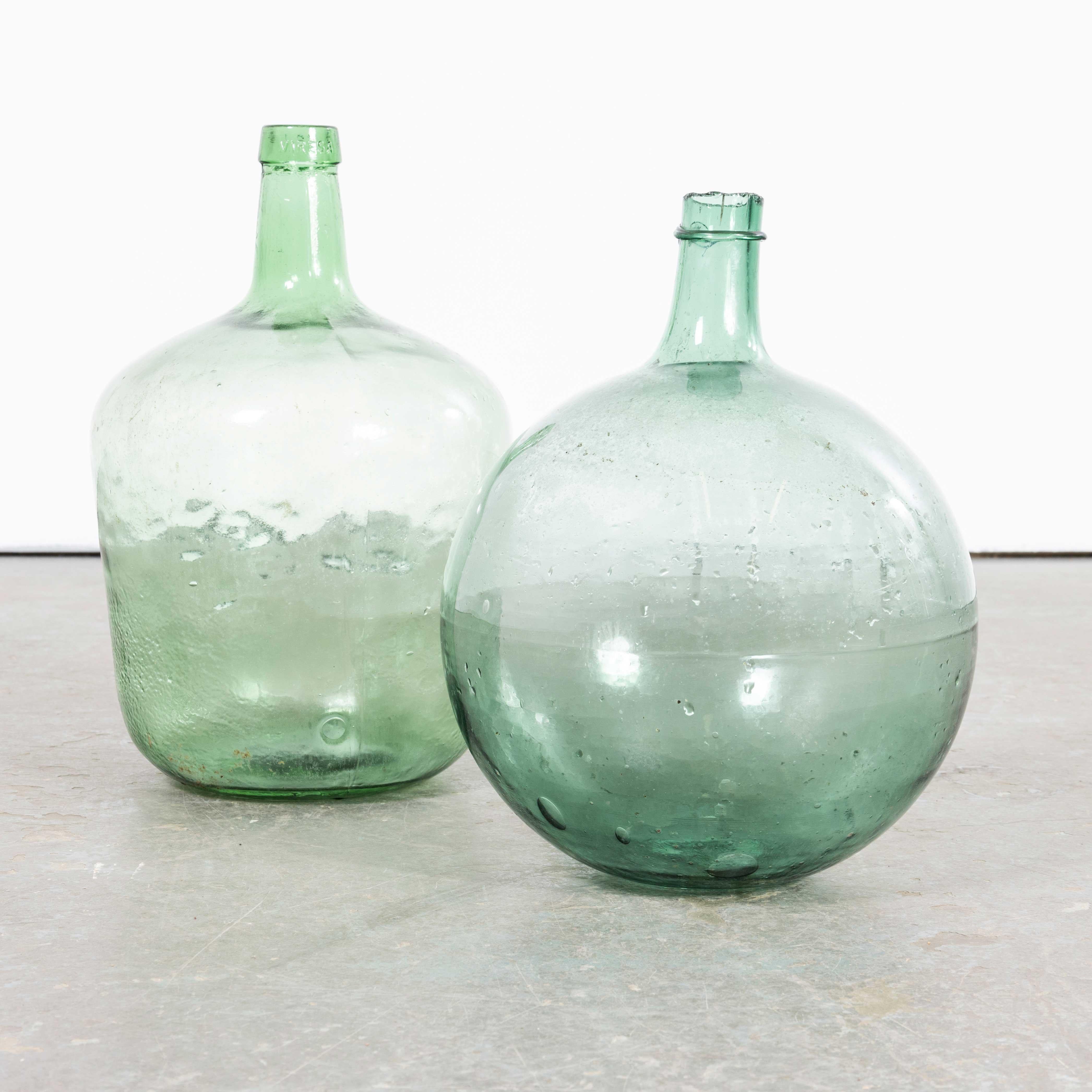 Vintage French Glass Demijohns - Pair (957.23) For Sale 1