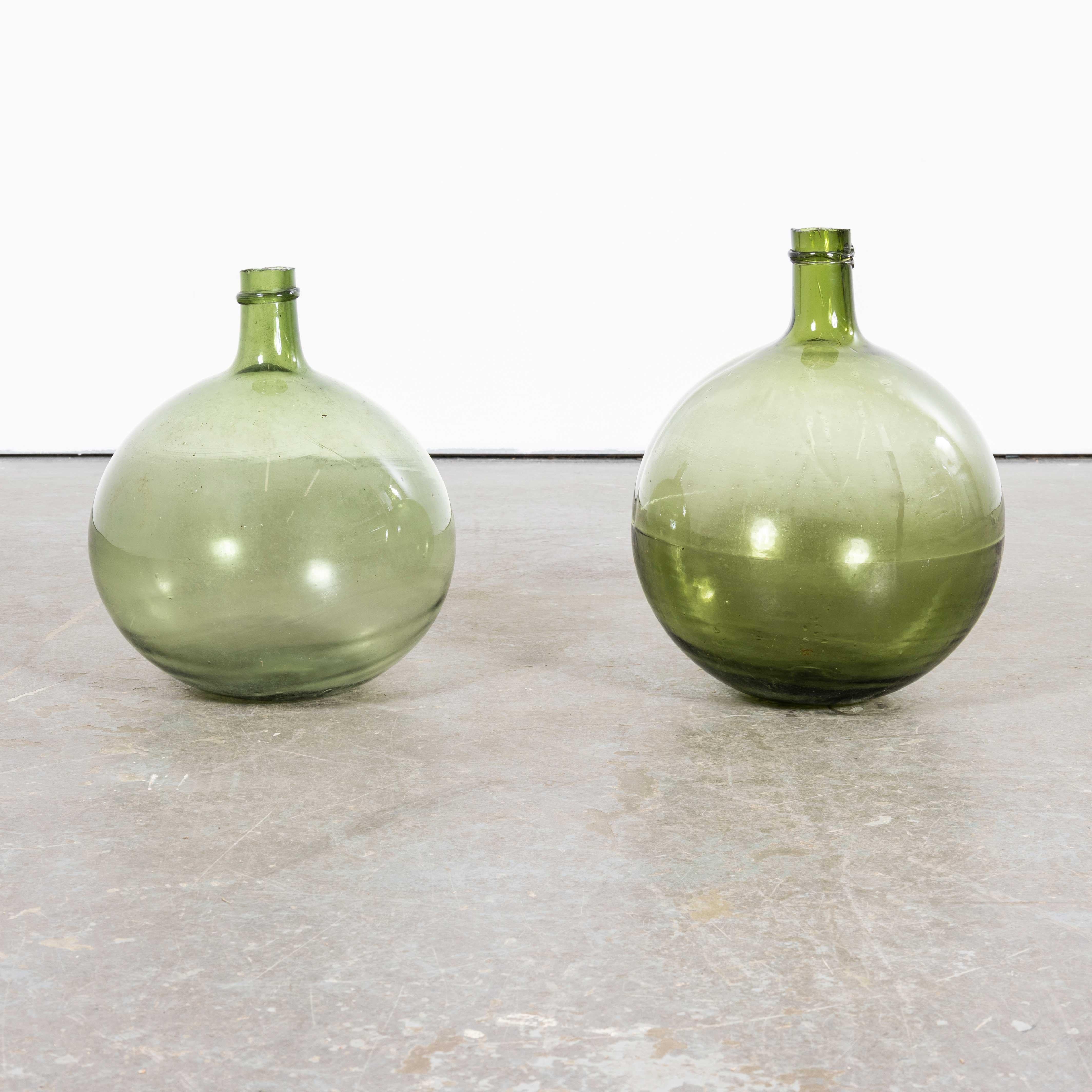 Vintage French Glass Demijohns - Pair (957.24) In Good Condition For Sale In Hook, Hampshire