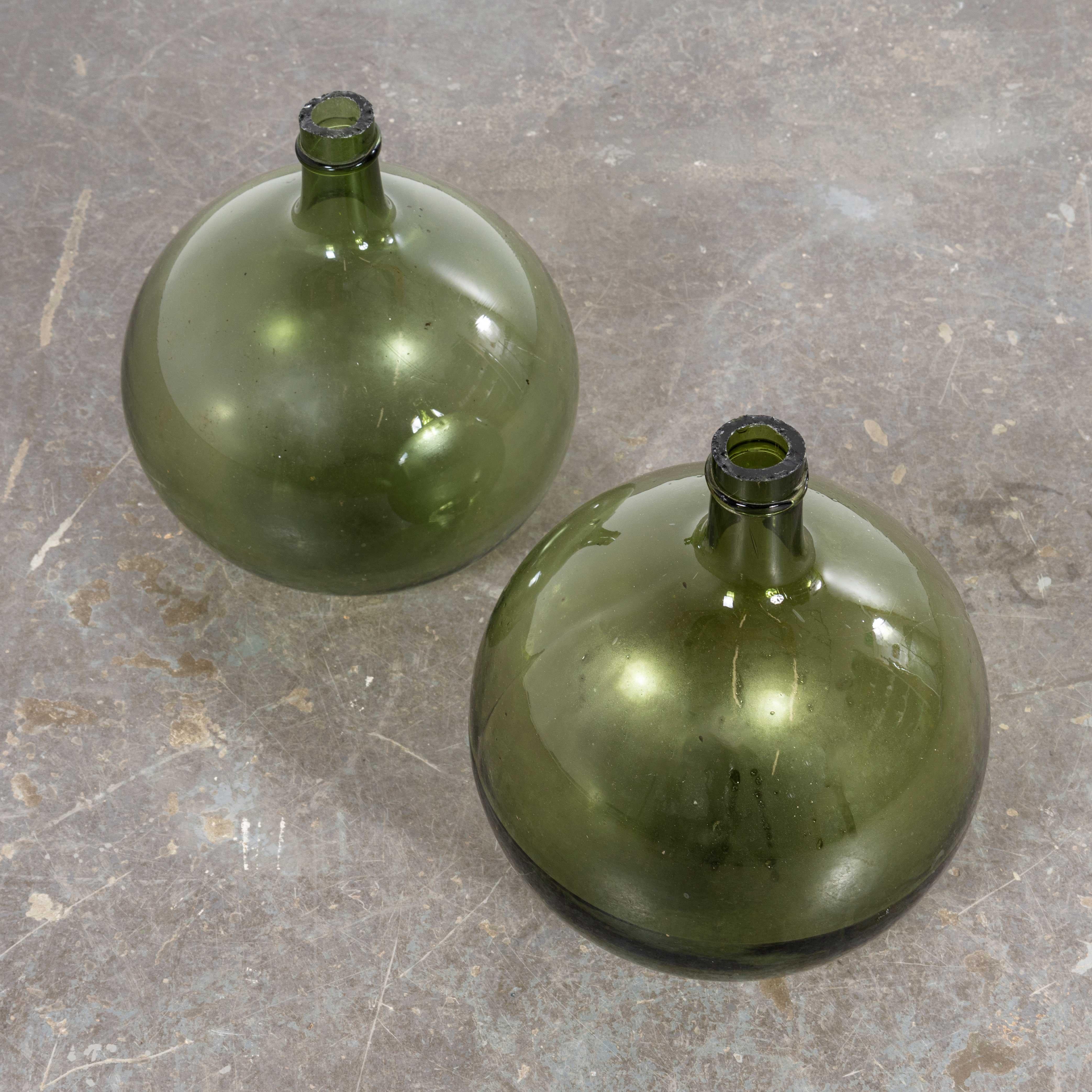 20th Century Vintage French Glass Demijohns - Pair (957.24) For Sale