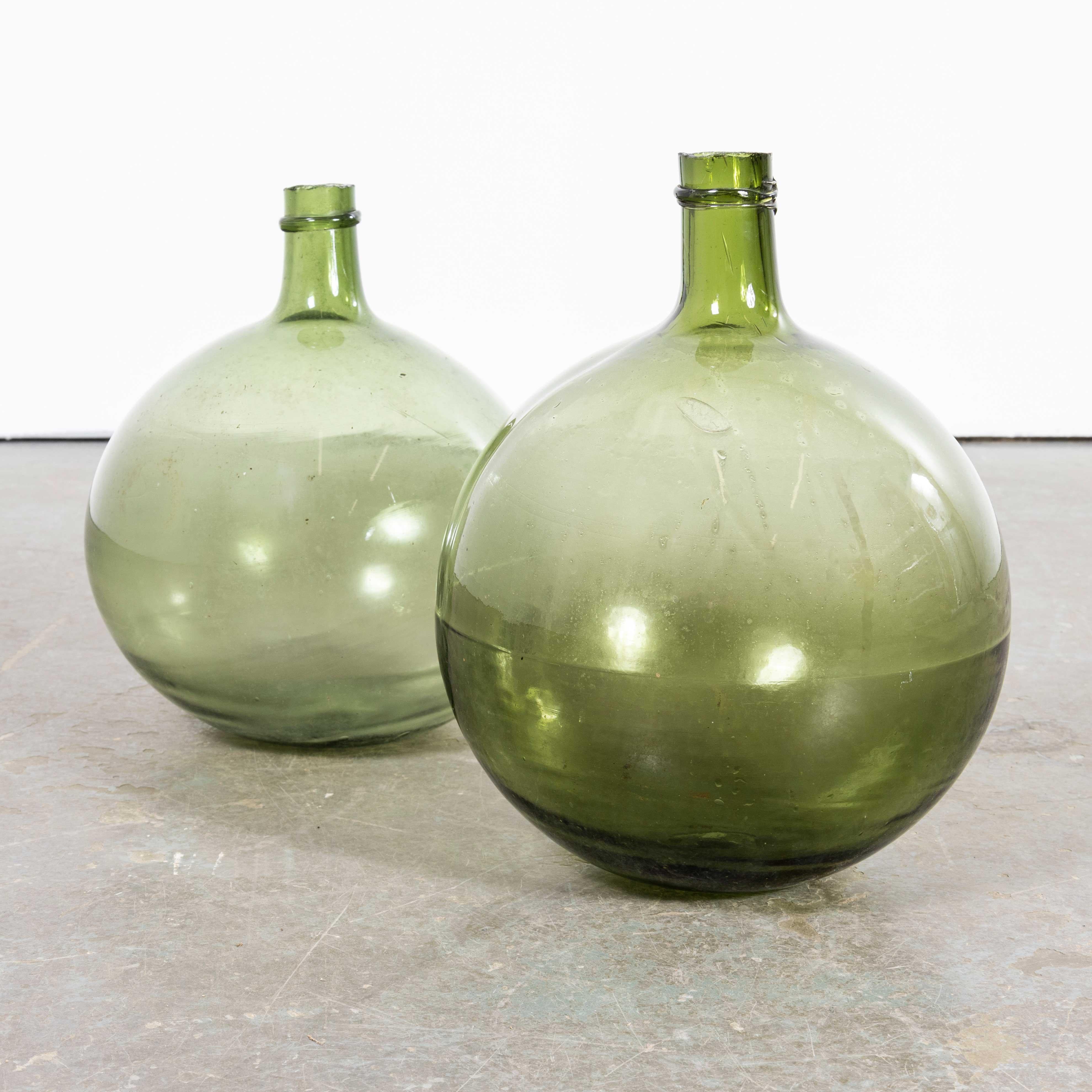 Vintage French Glass Demijohns - Pair (957.24) For Sale 1