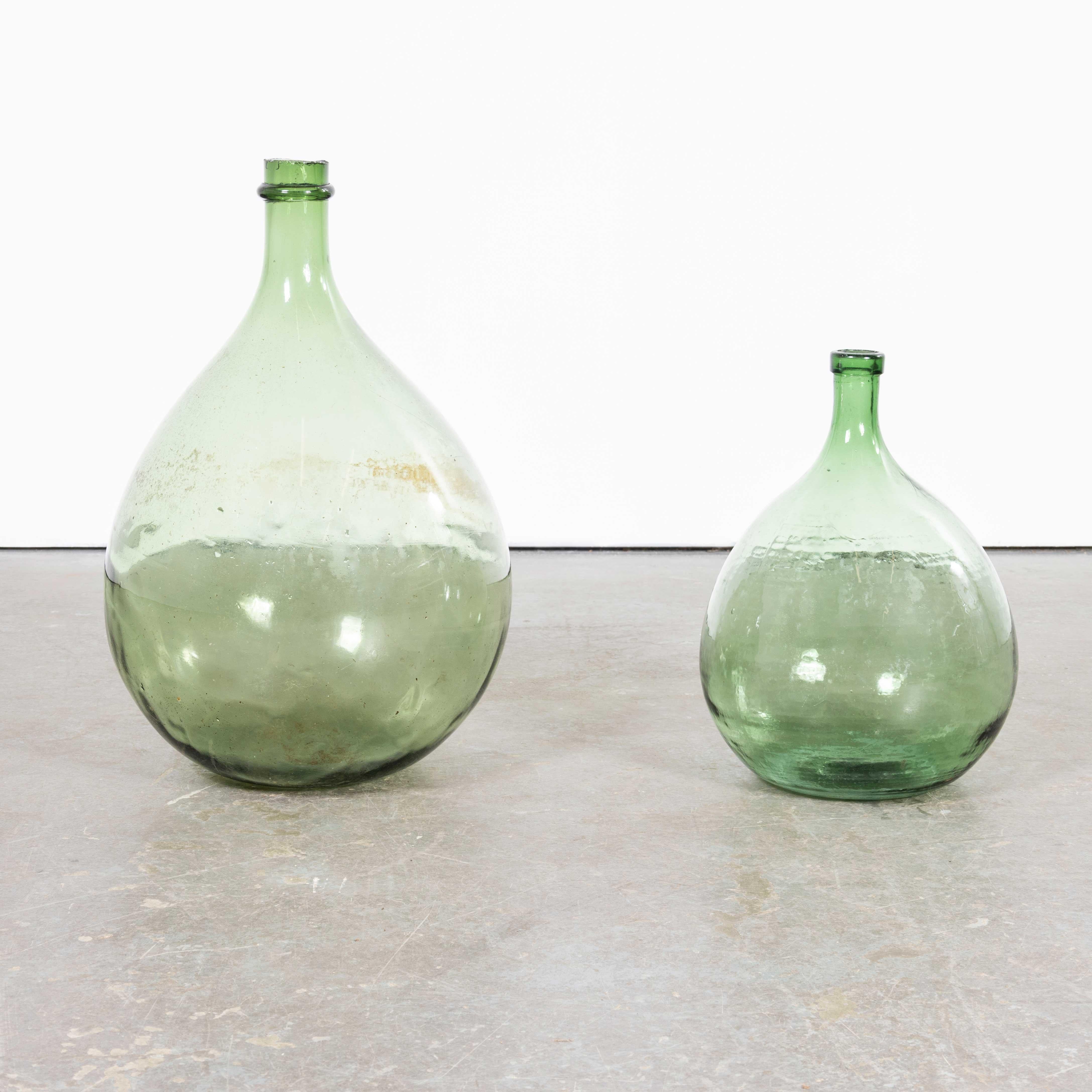 Vintage French Glass Demijohns - Pair (957.25) In Good Condition For Sale In Hook, Hampshire