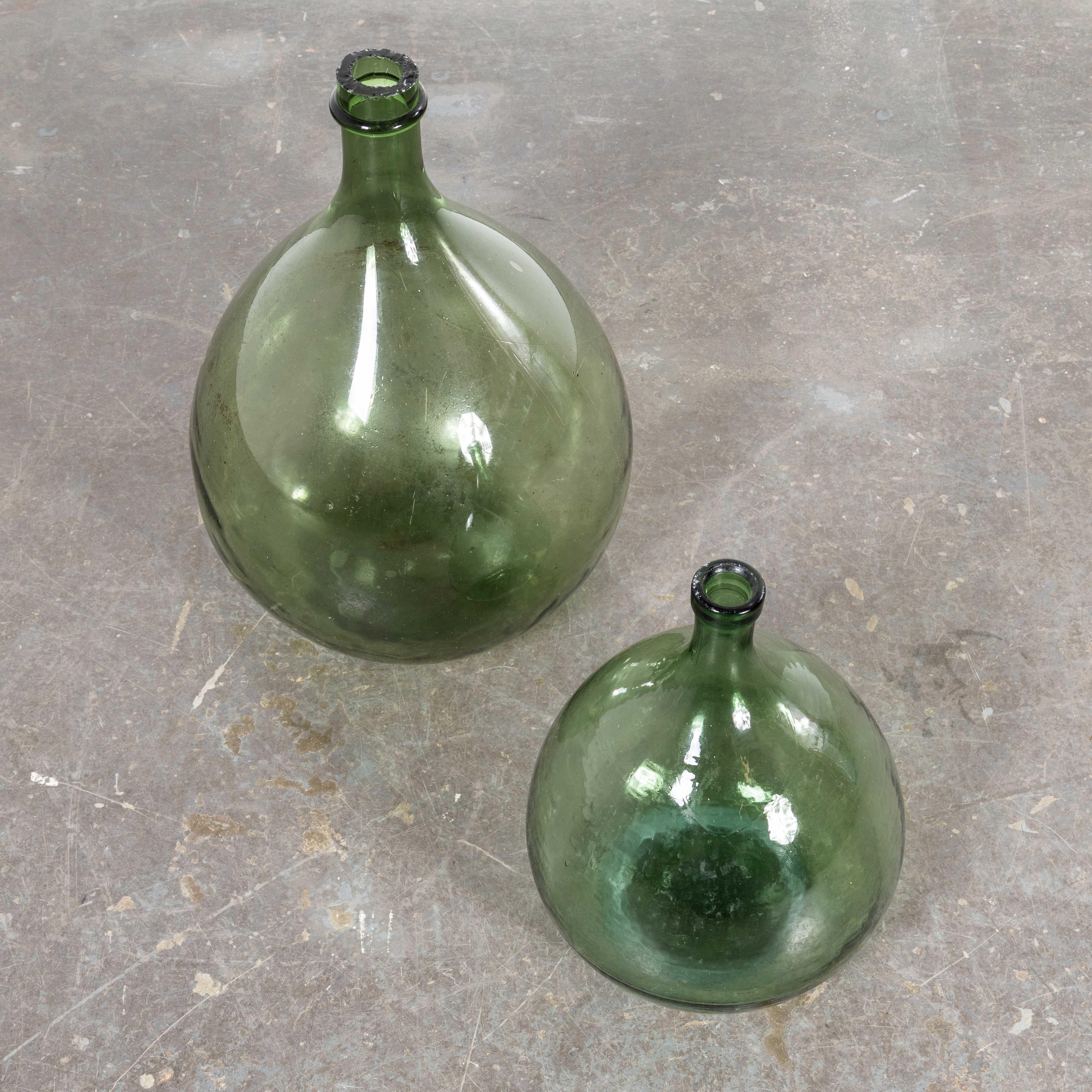 20th Century Vintage French Glass Demijohns - Pair (957.25) For Sale