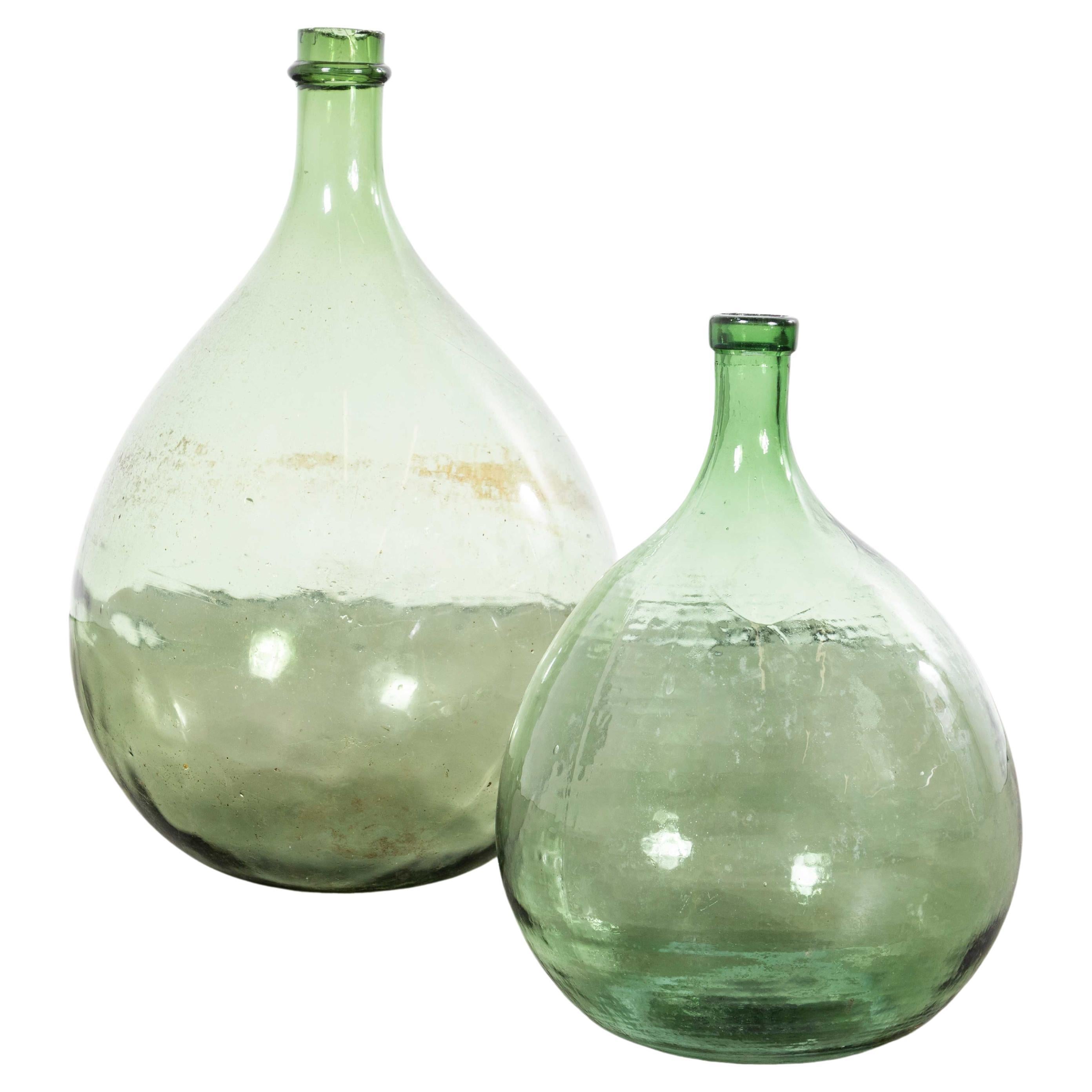 Vintage French Glass Demijohns - Pair (957.25) For Sale