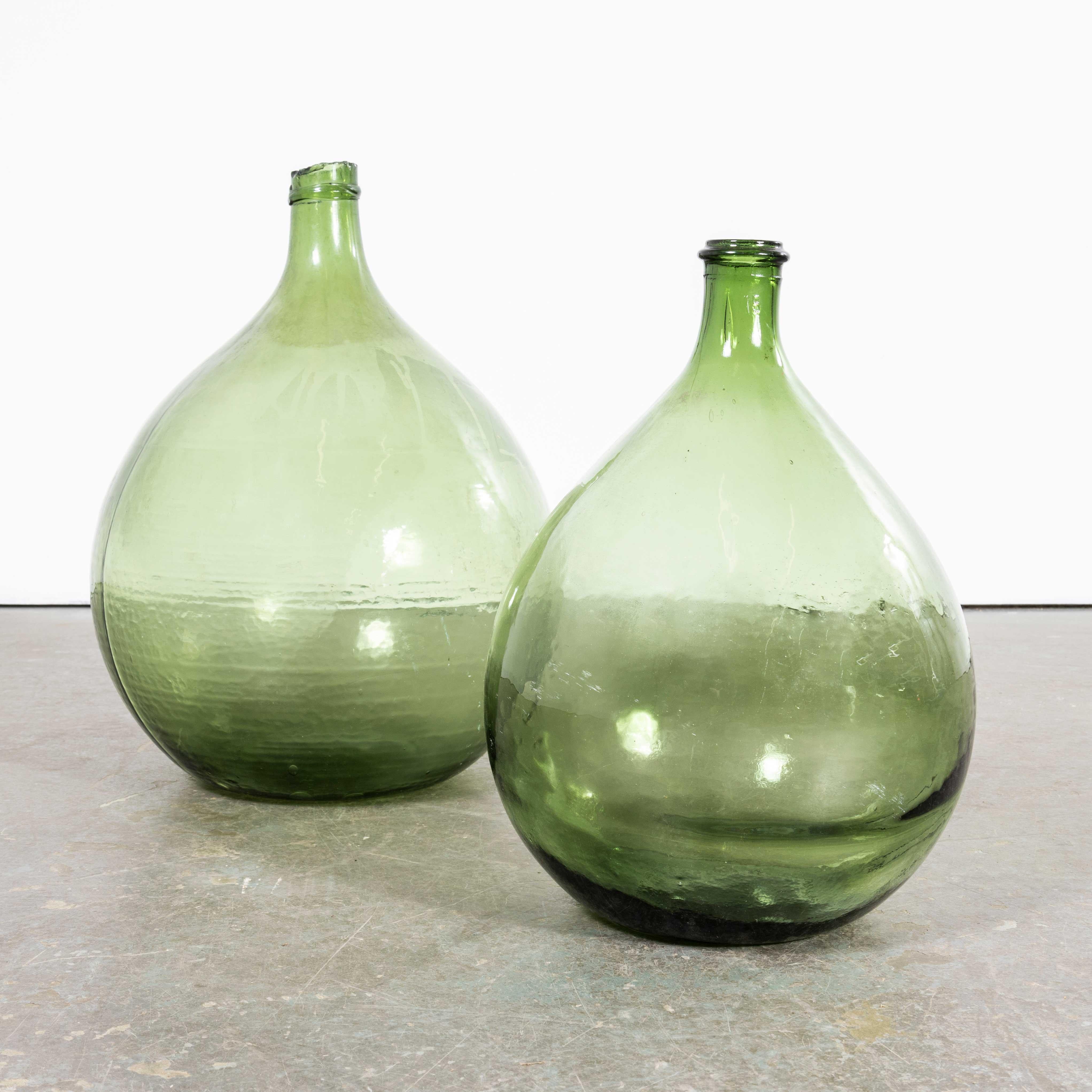 Vintage French Glass Demijohns - Pair (957.26) For Sale 1