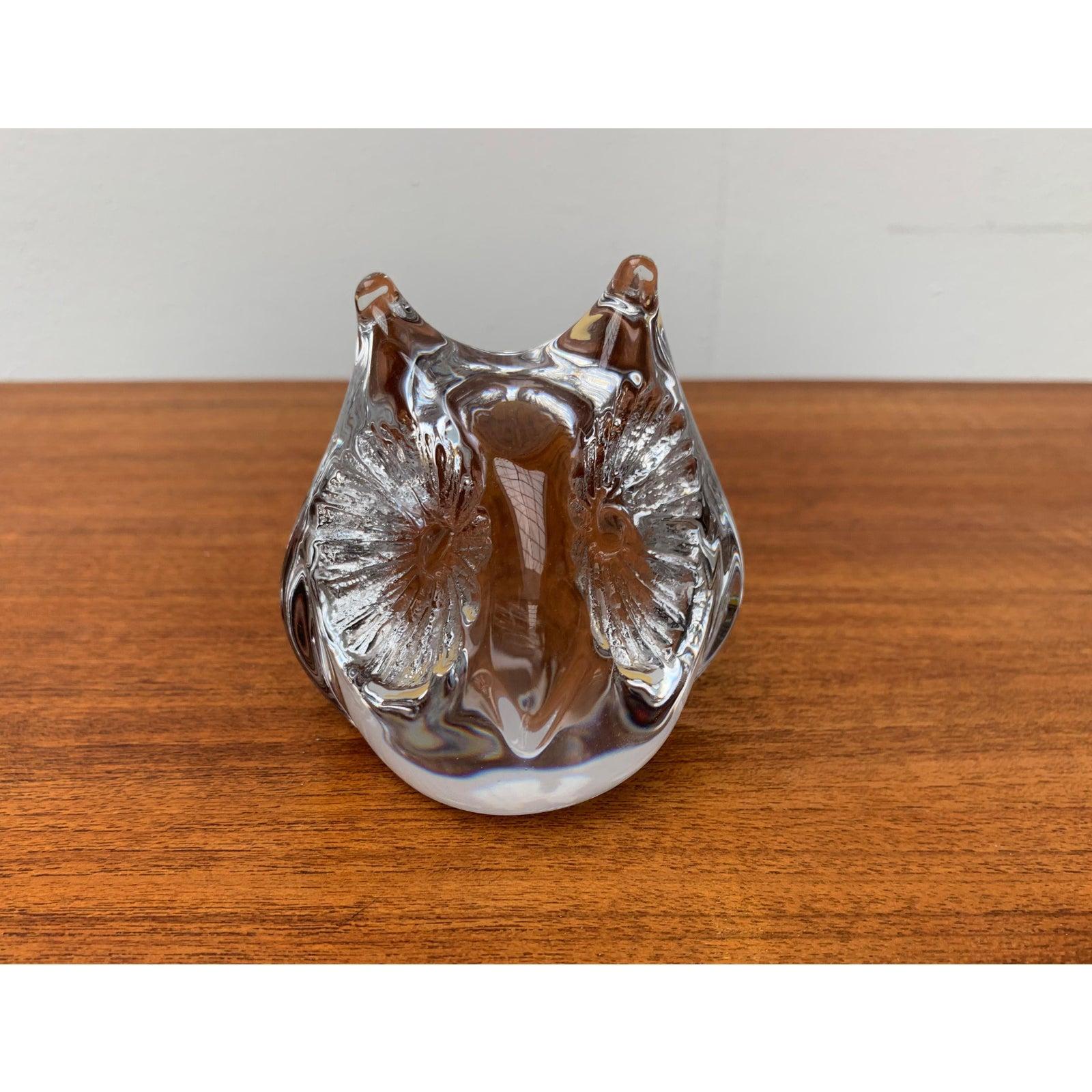 XX secolo Scultura di gufo in vetro francese vintage di Daum, anni '70 in vendita