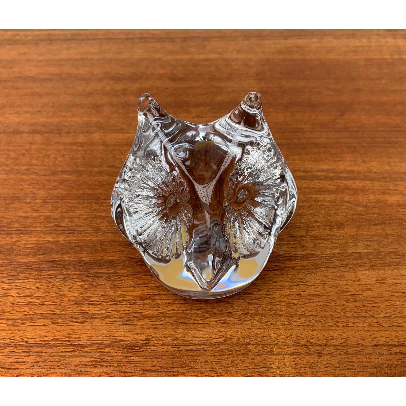 Vetro Scultura di gufo in vetro francese vintage di Daum, anni '70 in vendita