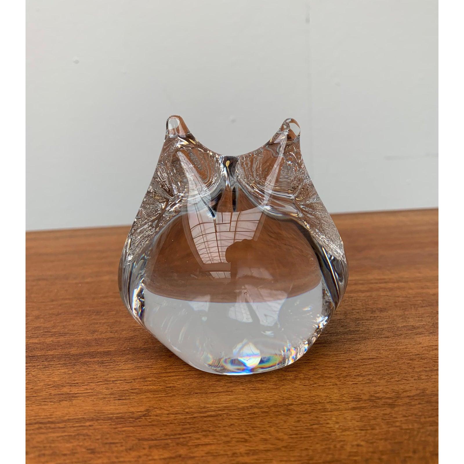 Scultura di gufo in vetro francese vintage di Daum, anni '70 in vendita 1