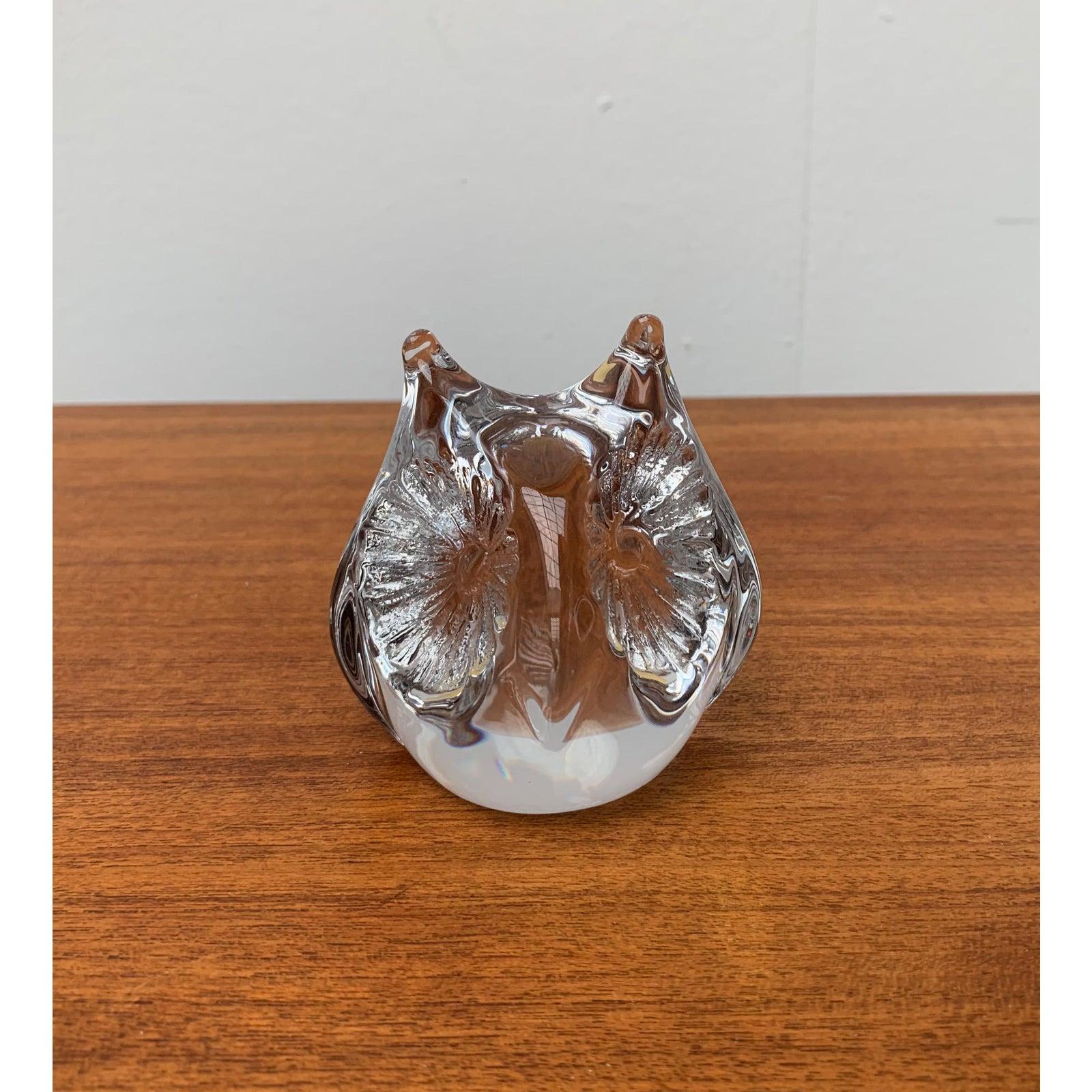 Scultura di gufo in vetro francese vintage di Daum, anni '70 in vendita 2