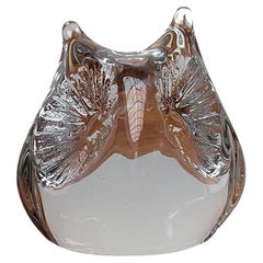 Escultura francesa vintage de cristal en forma de búho de Daum, años 70