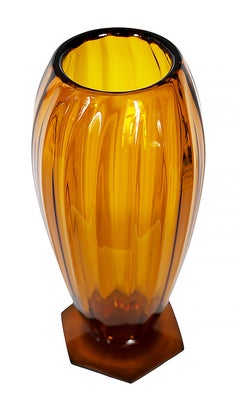 Jarrón de cristal francés vintage de André DELATTE