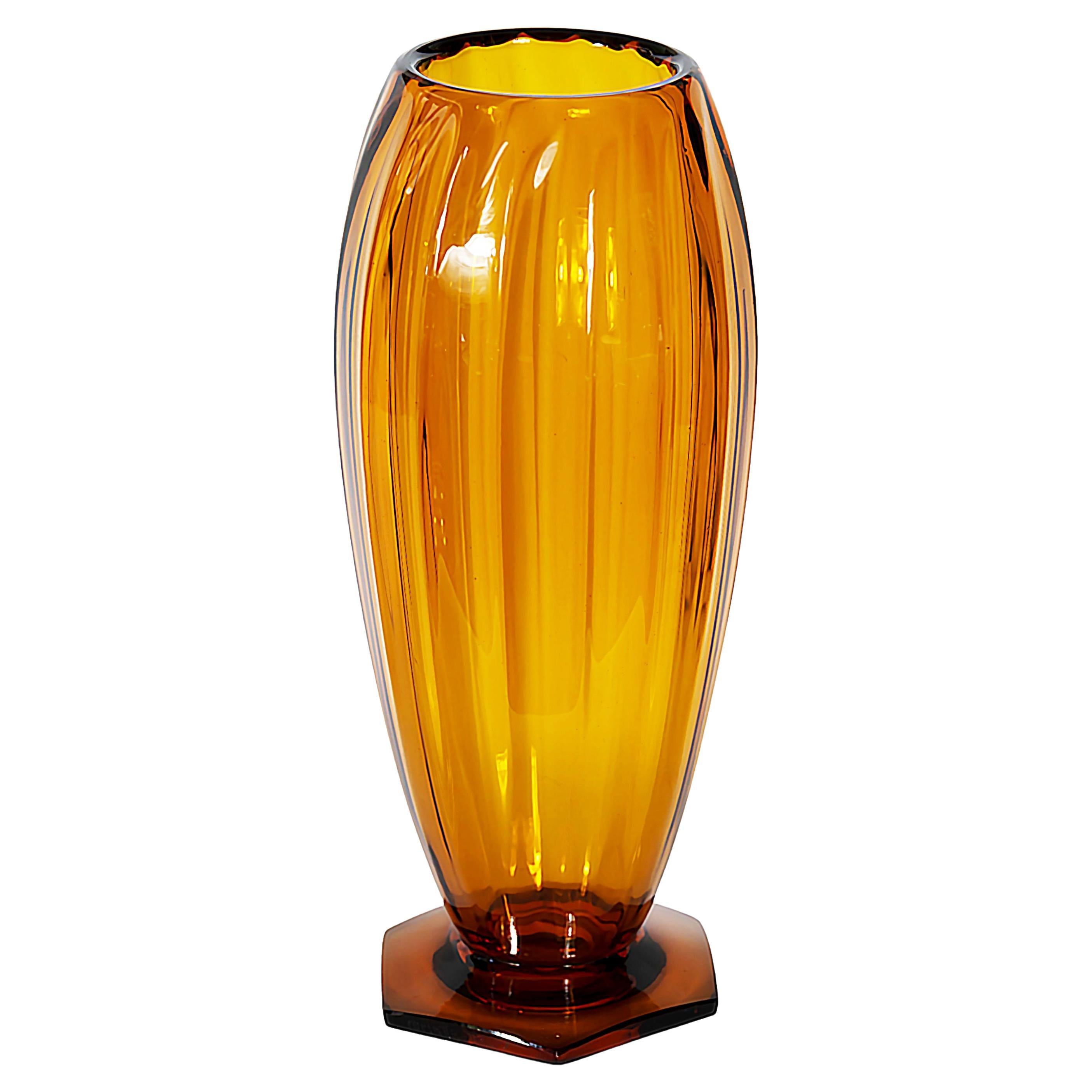 Vintage French Glass Vase by André DELATTE  For Sale
