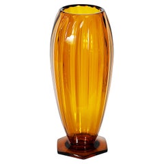 Vaso di vetro francese vintage di André DELATTE 