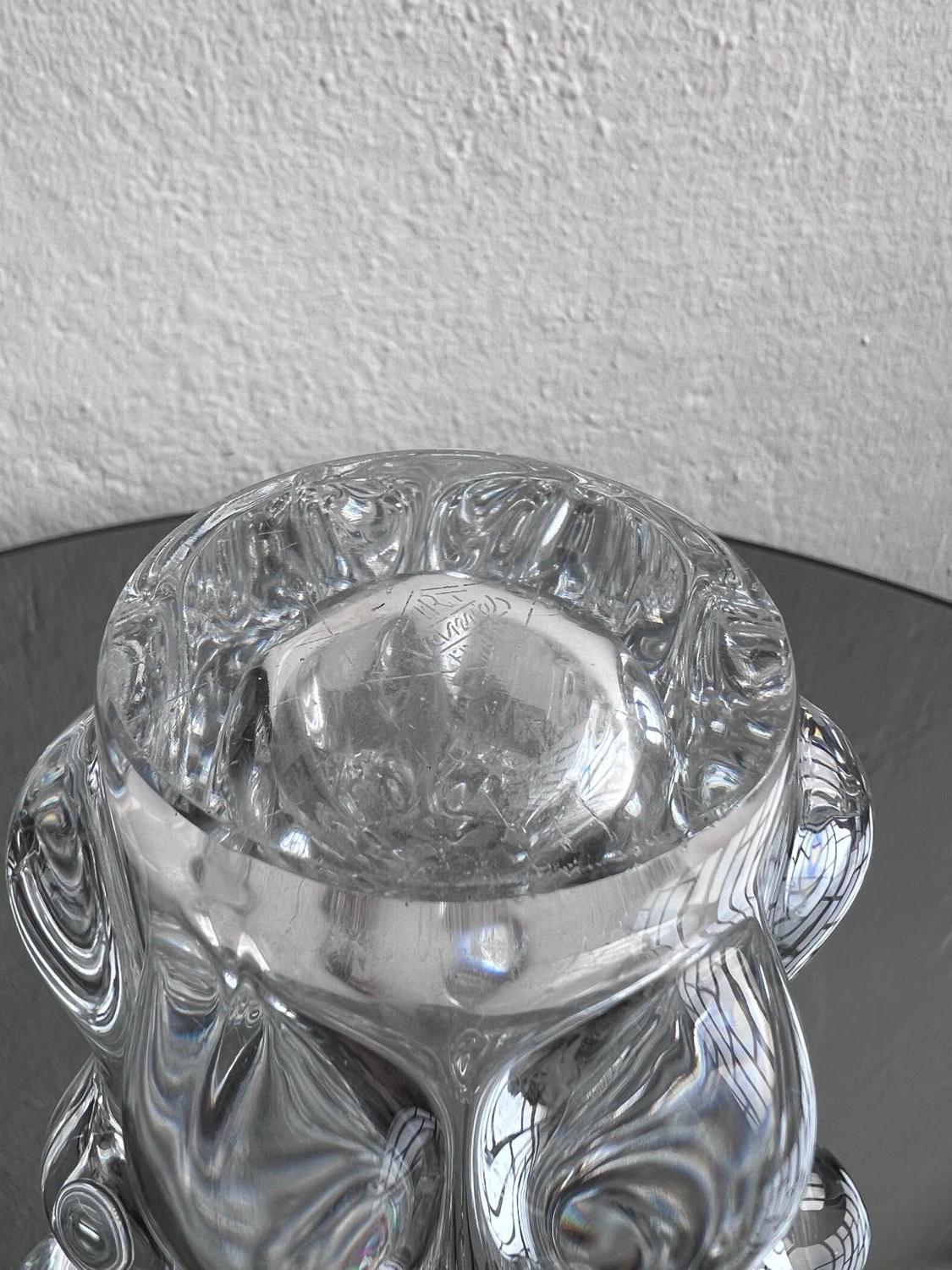 Metà XX secolo Vaso di vetro francese d'epoca, firmato Art Vannes, decorativo anni '50, da collezione in vendita