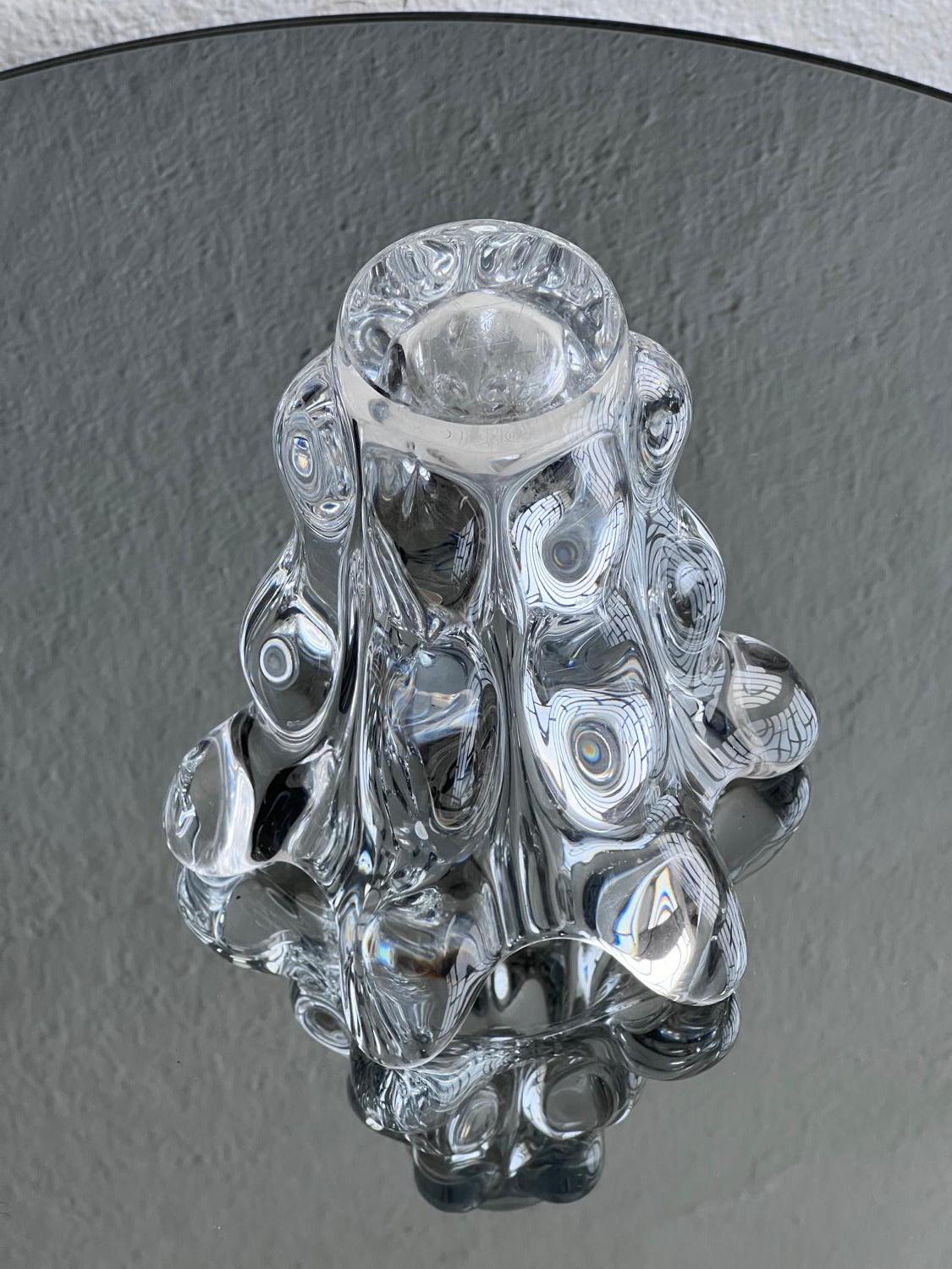 Vetro Vaso di vetro francese d'epoca, firmato Art Vannes, decorativo anni '50, da collezione in vendita