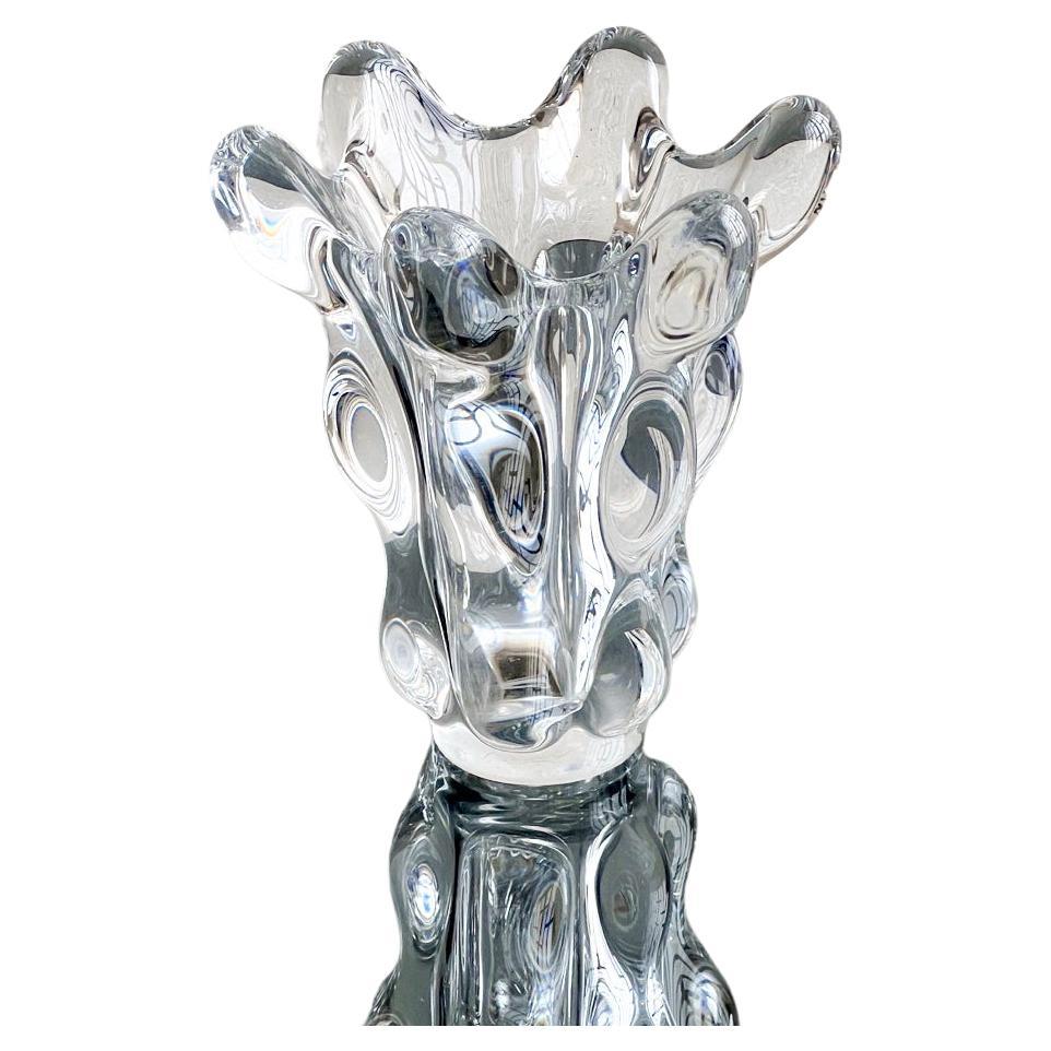 Vintage French Glass Vase, Signed Art Vannes, 1950s Decorative, Collectible
