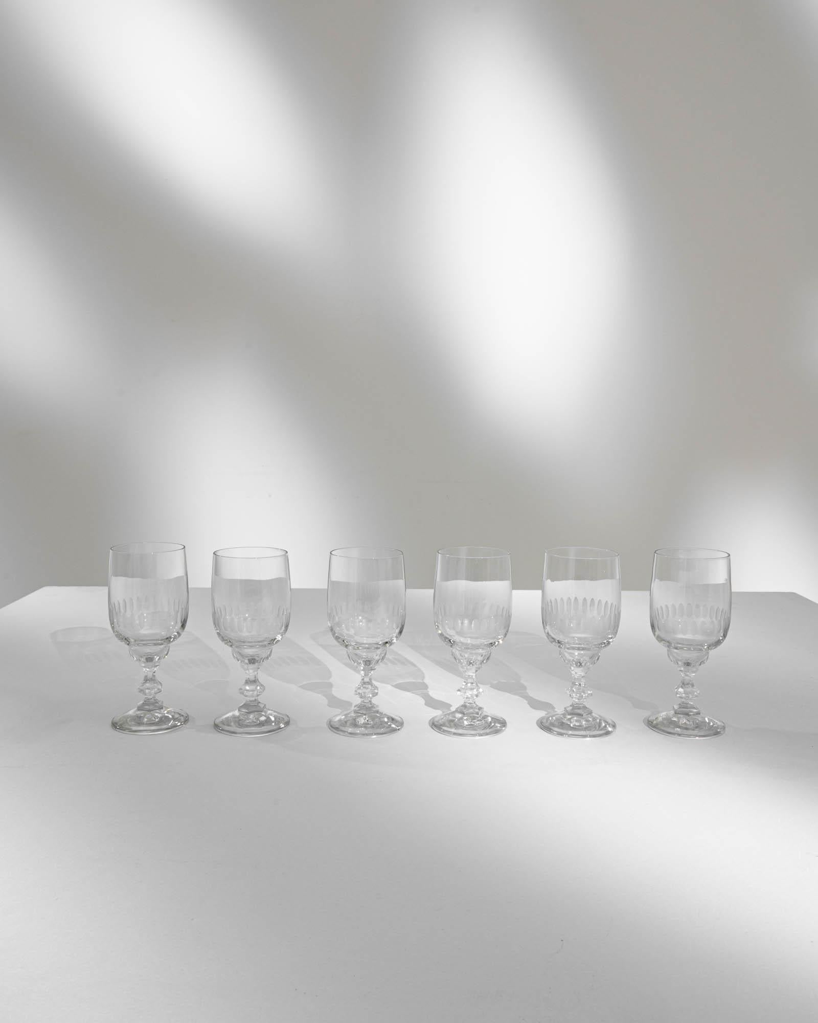 20th Century Vintage French Glassware, Set of Six