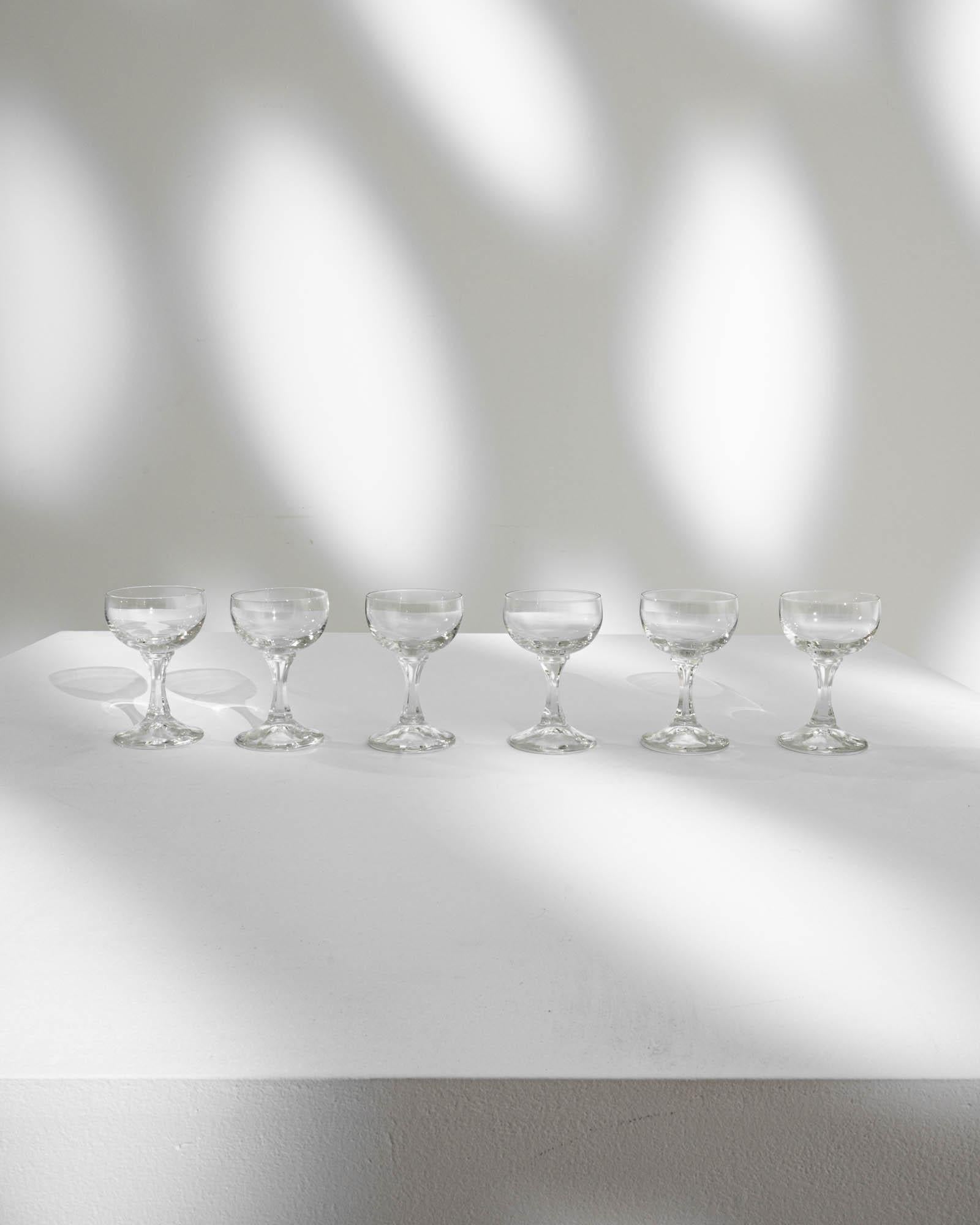 20th Century Vintage French Glassware, Set of Six