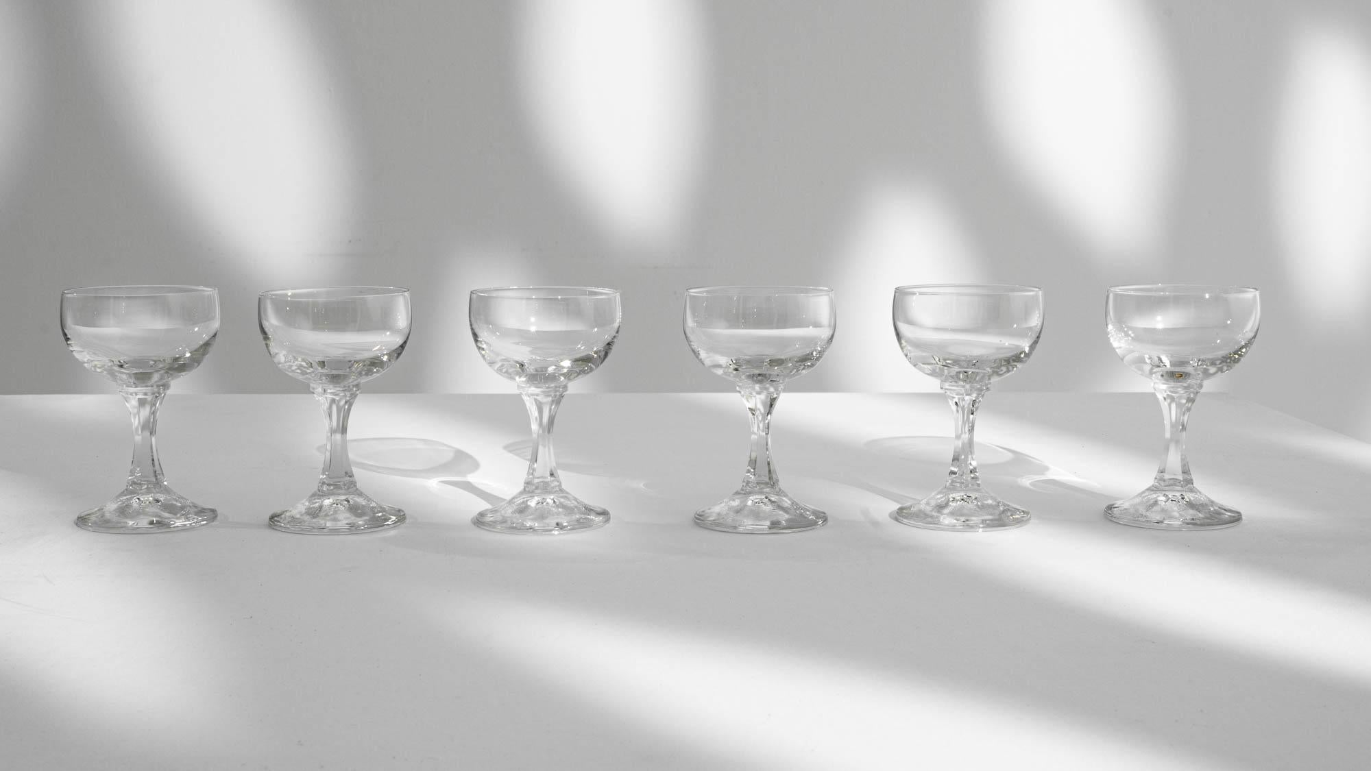 Vintage French Glassware, Set of Six 1