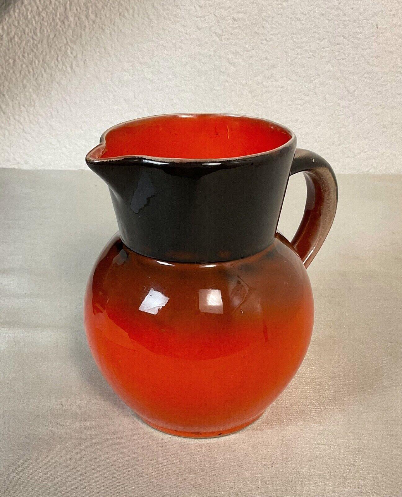 Jarra de cerámica esmaltada francesa vintage, tonos tierra, años 60 - 2Y616 en venta 4