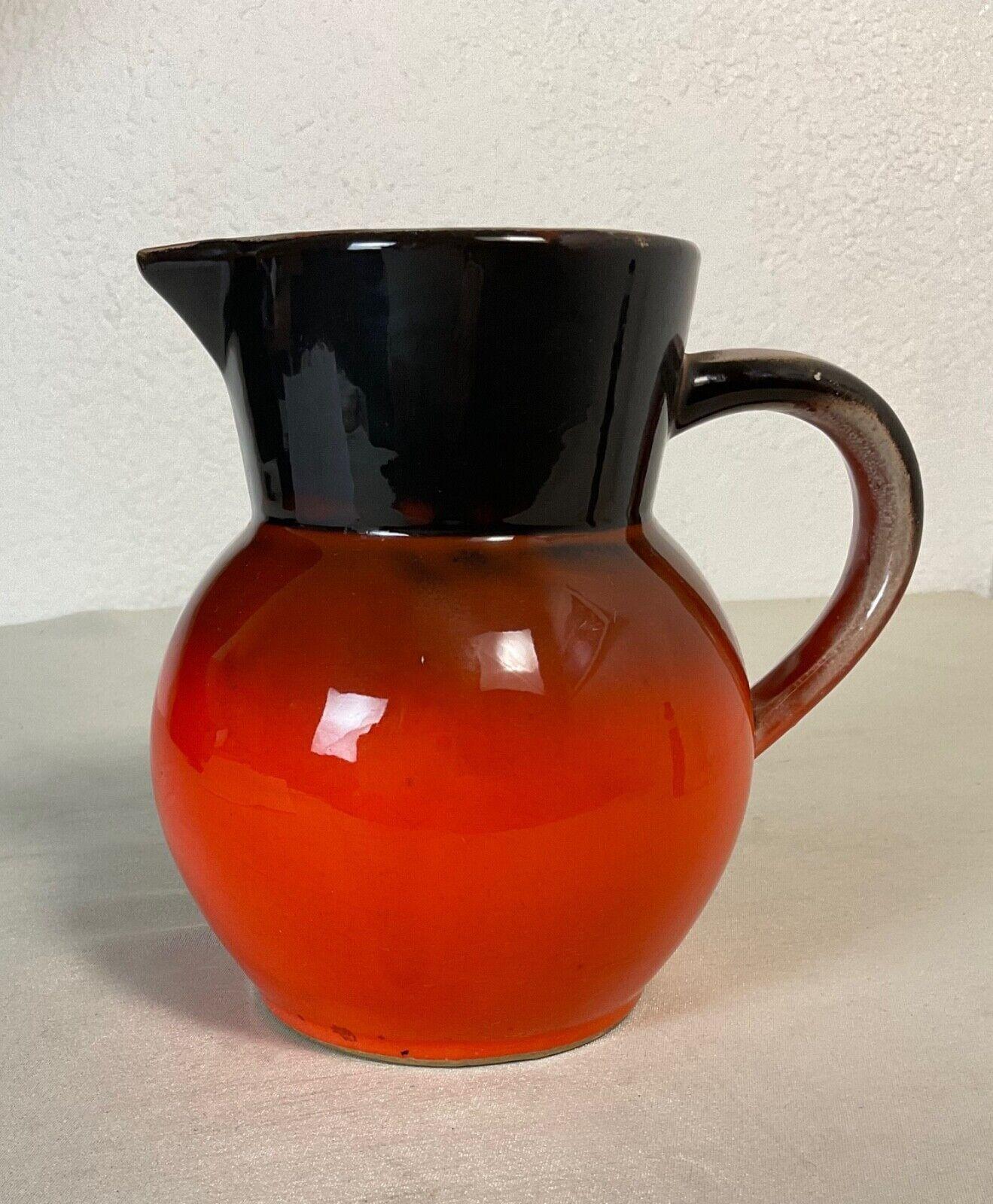 Jarra de cerámica esmaltada francesa vintage, tonos tierra, años 60 - 2Y616 en venta 5