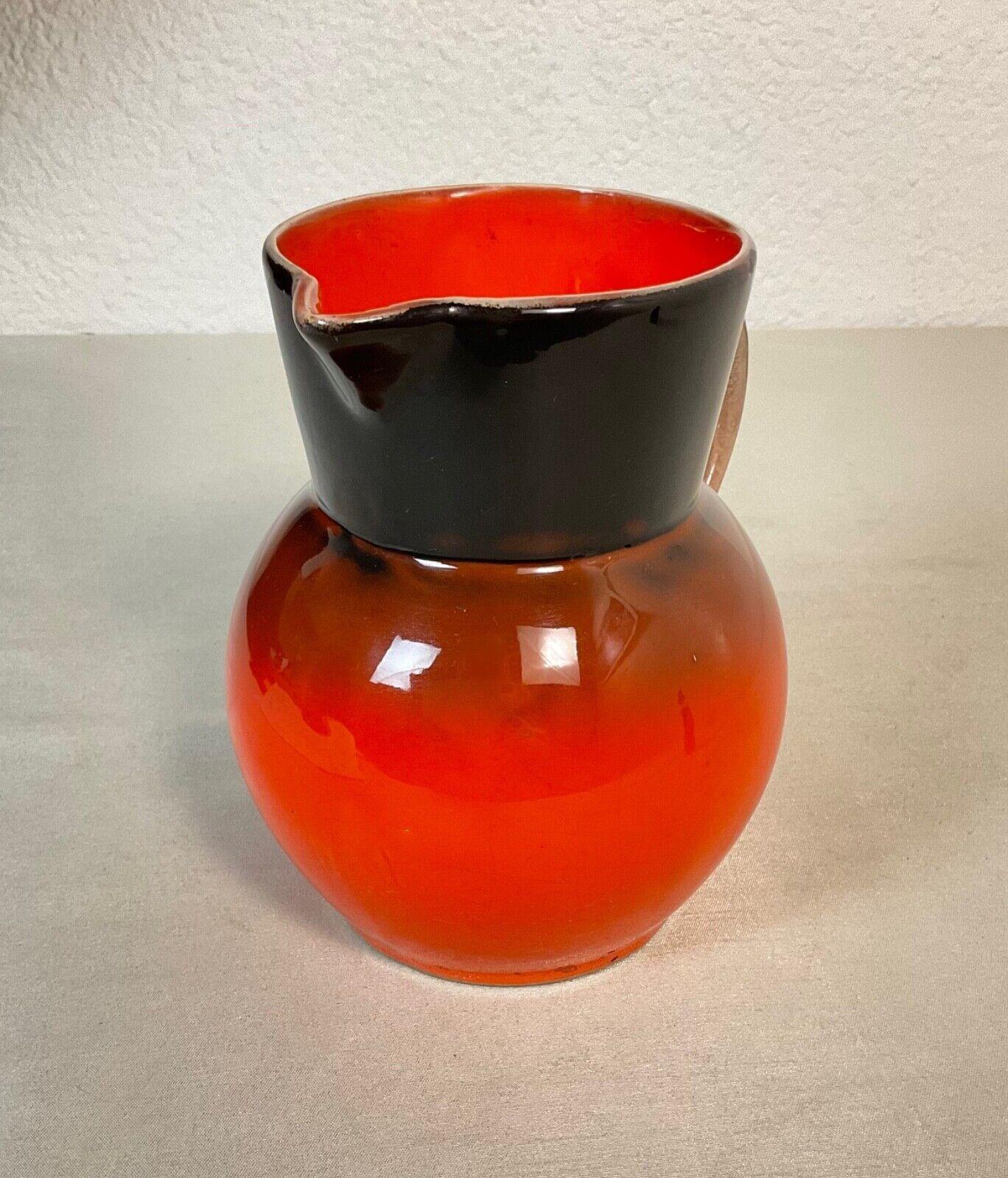 Jarra de cerámica esmaltada francesa vintage, tonos tierra, años 60 - 2Y616 en venta 7