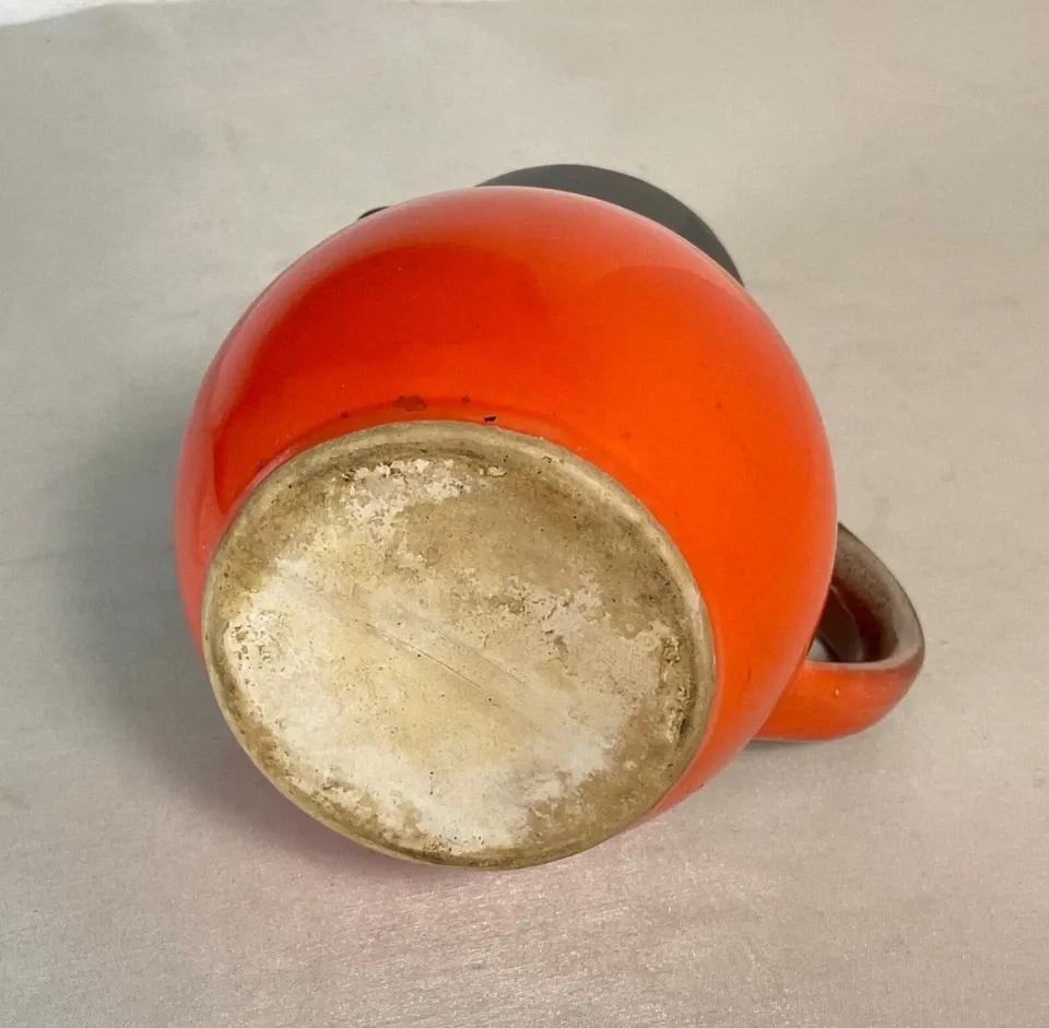 Jarra de cerámica esmaltada francesa vintage, tonos tierra, años 60 - 2Y616 mediados del siglo XX en venta