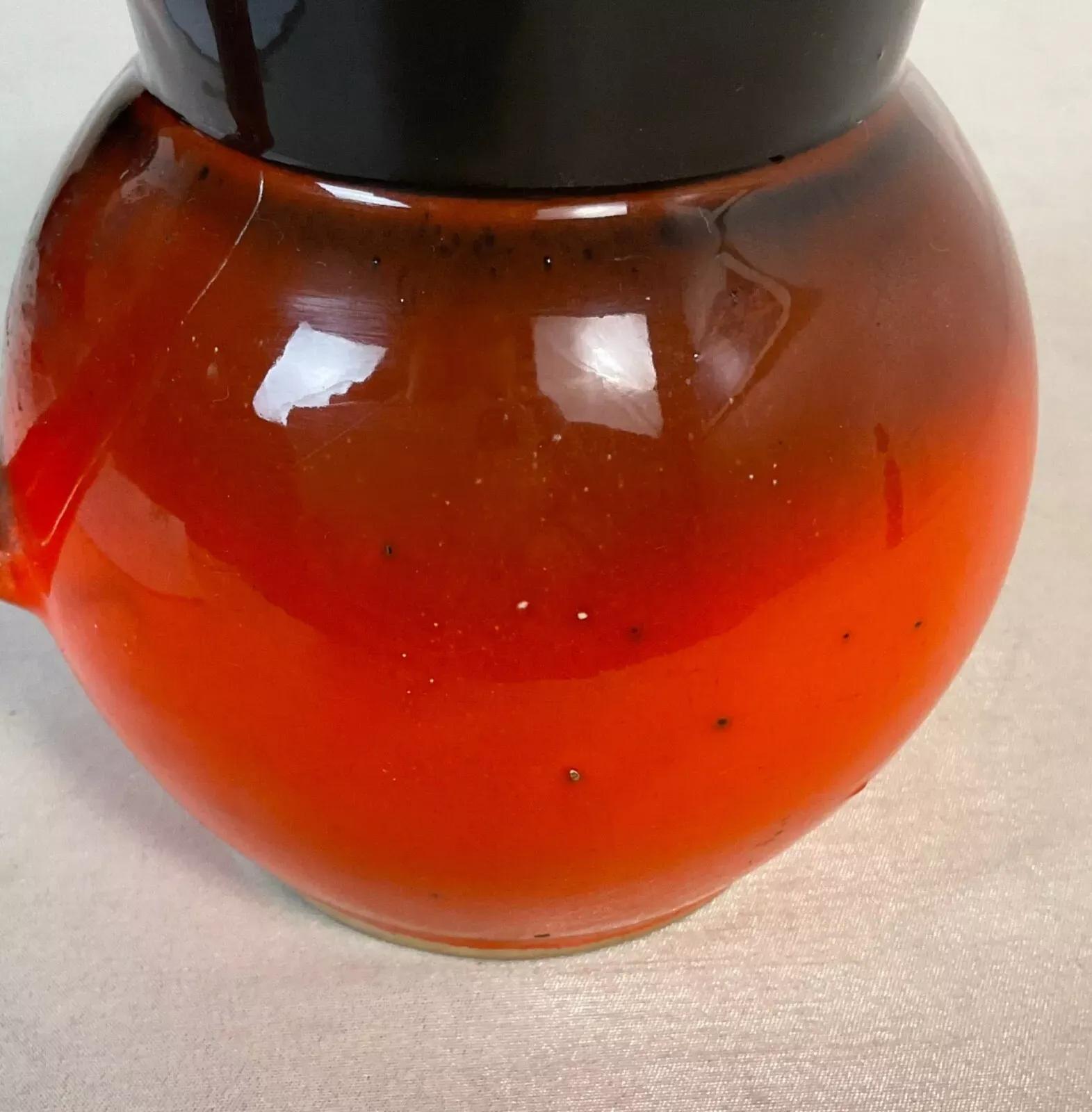 Jarra de cerámica esmaltada francesa vintage, tonos tierra, años 60 - 2Y616 en venta 2