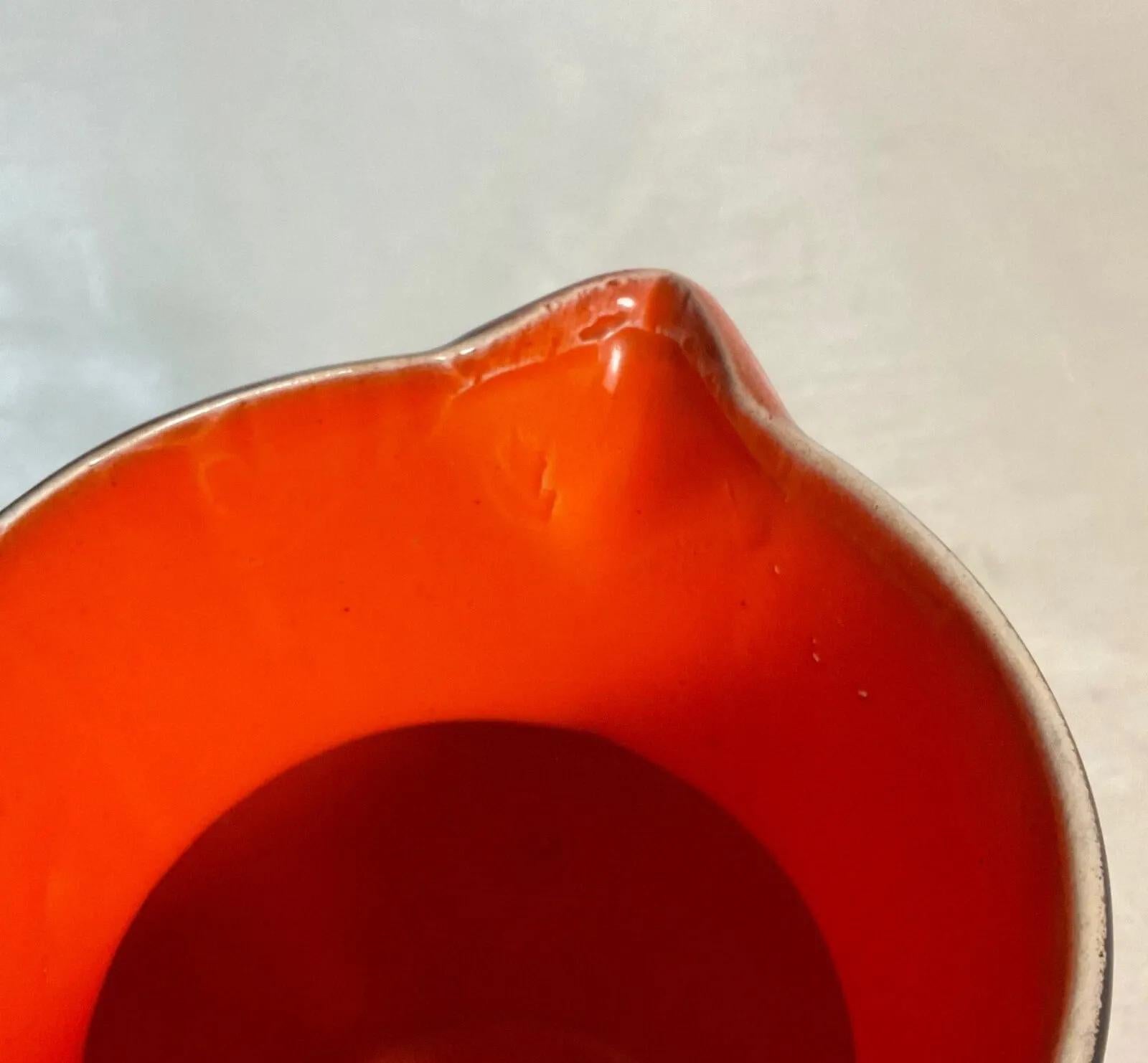 Jarra de cerámica esmaltada francesa vintage, tonos tierra, años 60 - 2Y616 en venta 3