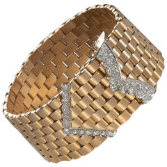 Vintage French Gold and Diamond Bracelet, Circa 1950