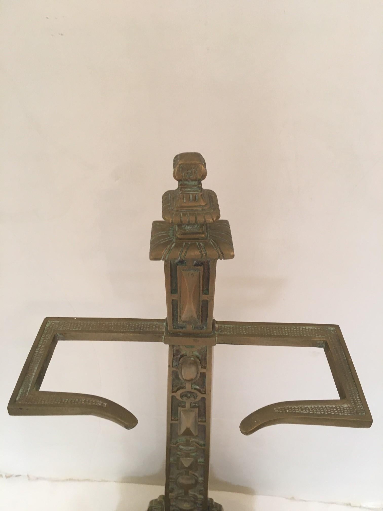Vintage French Gold Brass Fireplace Tools Set, Tong, Poker, Shovel and Caddy In Good Condition For Sale In Los Angeles, CA
