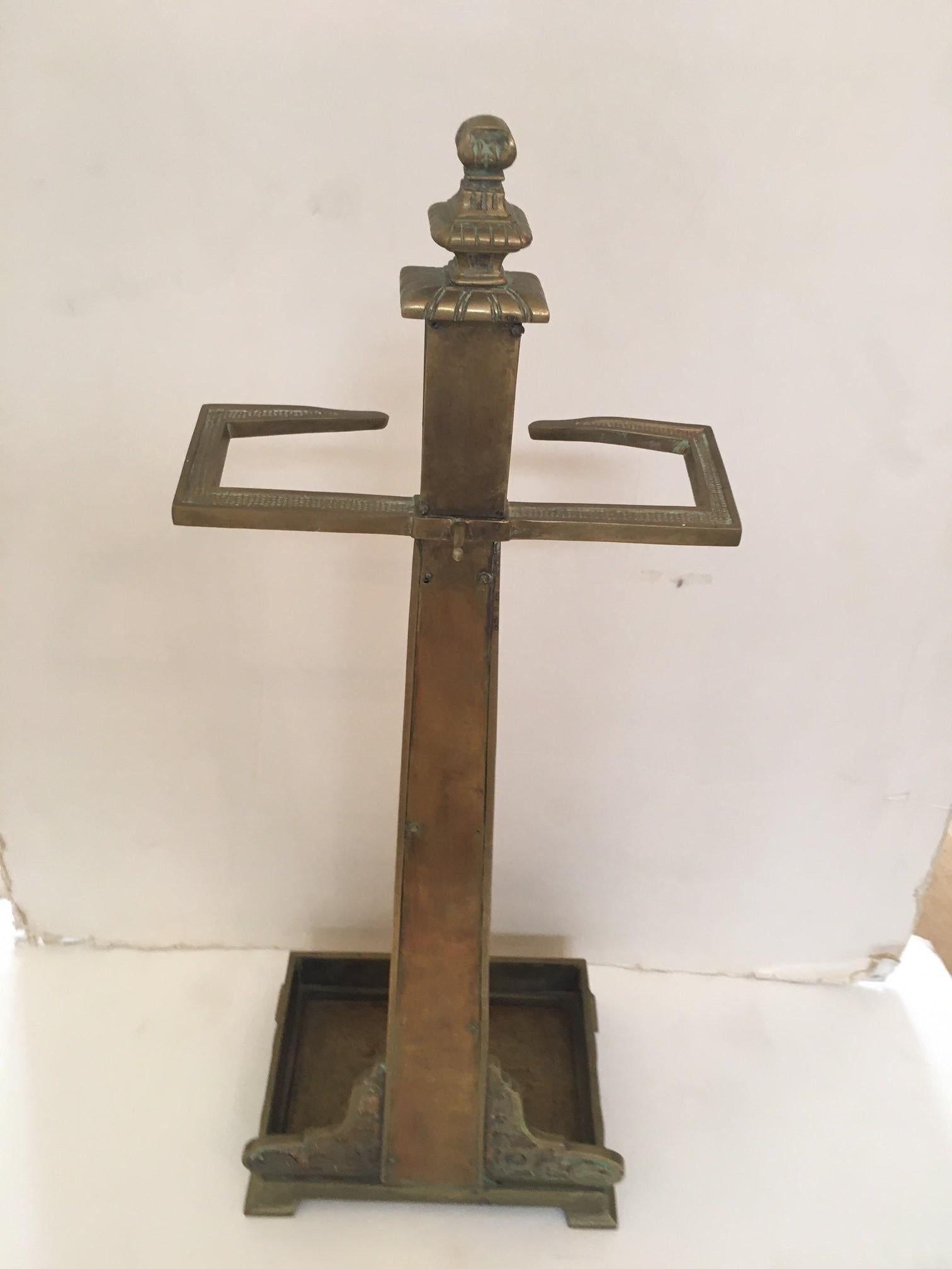 Vintage French Gold Brass Fireplace Tools Set, Tong, Poker, Shovel and Caddy For Sale 3