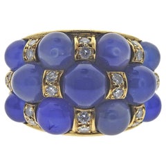 Vintage French Gold Diamond Chalcedony Ring