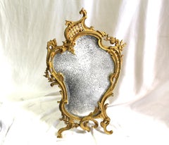 Miroir de table français vintage Dore doré. Début du 20ème siècle